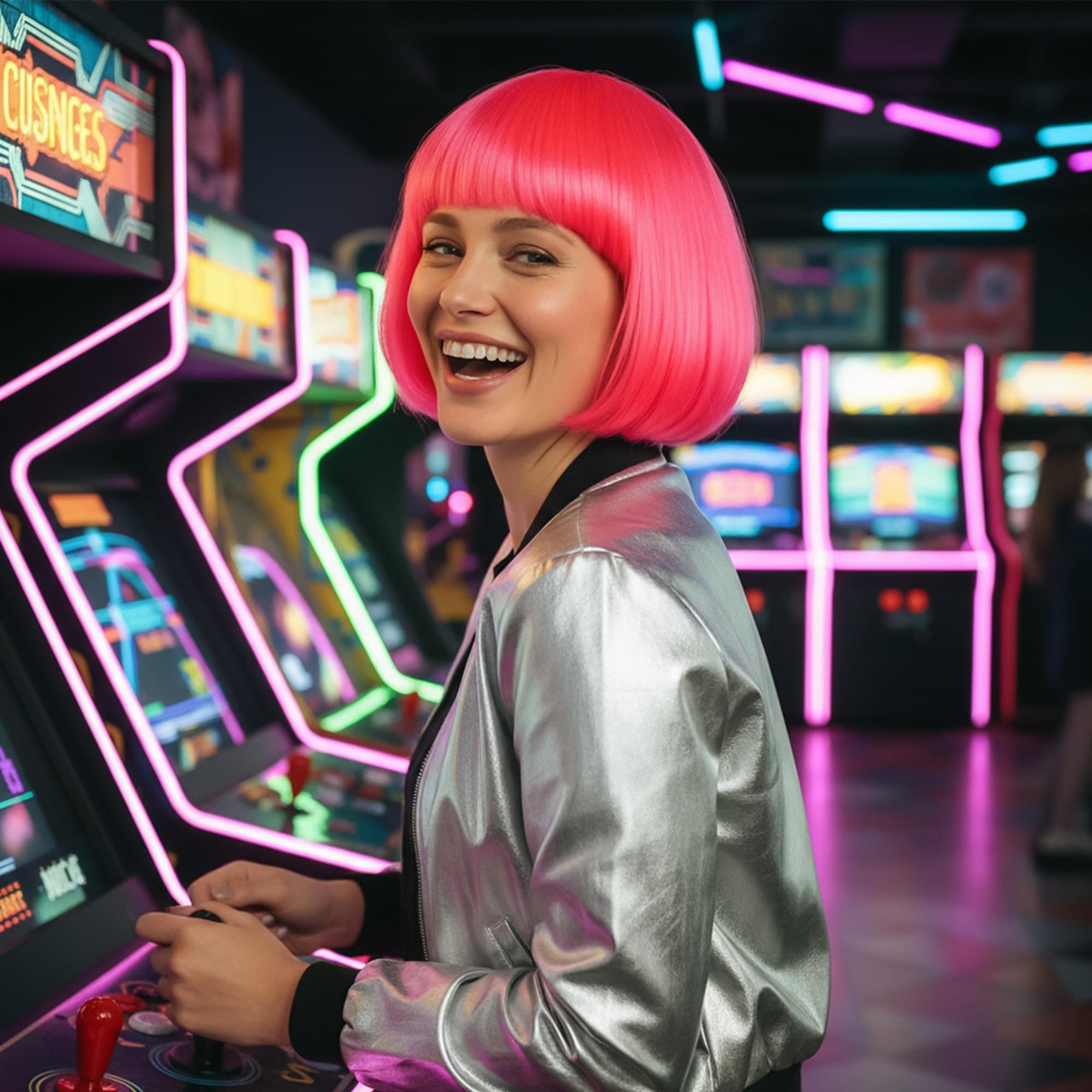 Hot Pink Eve Wig Costume Accessory