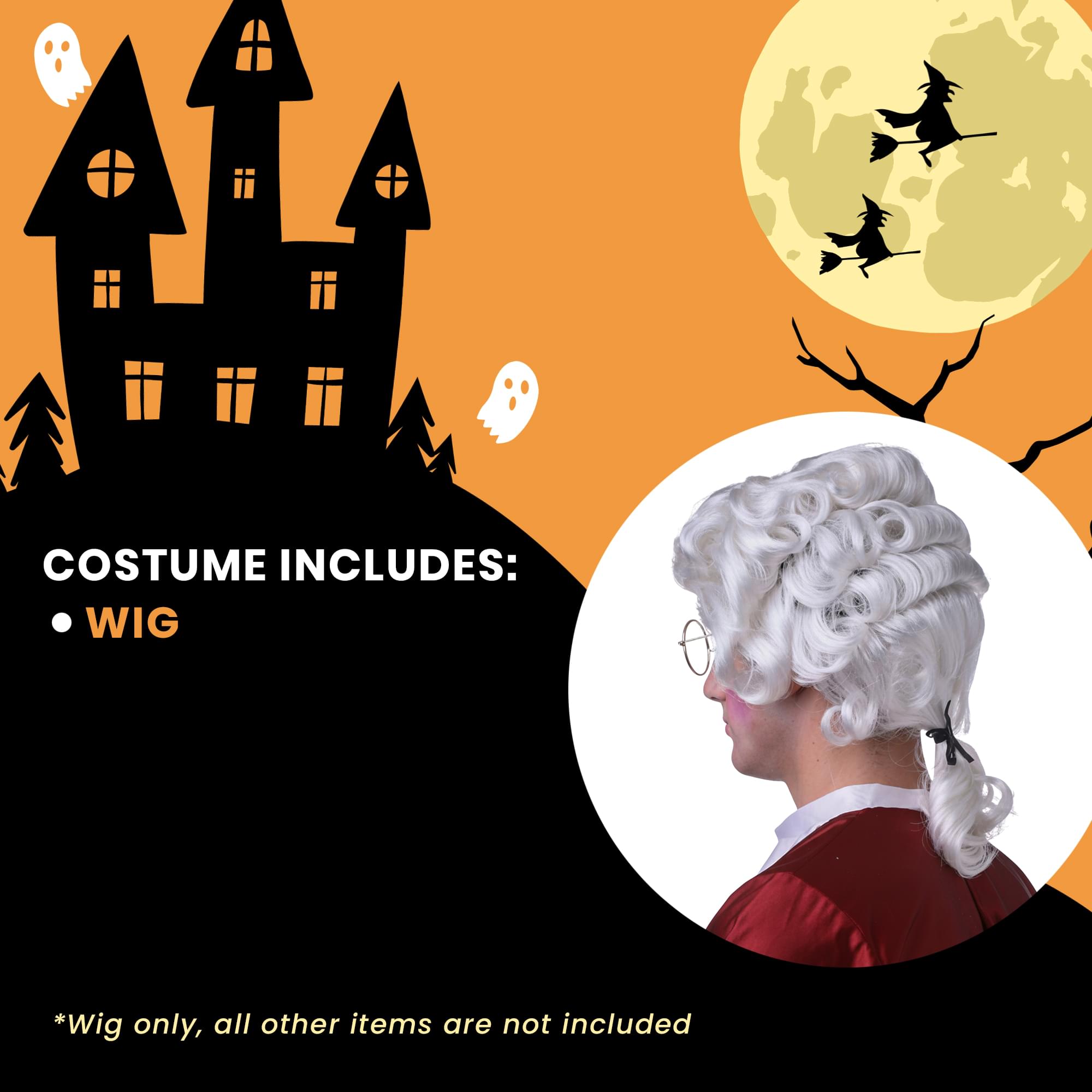 Colonial Man White Wig Costume Accessory