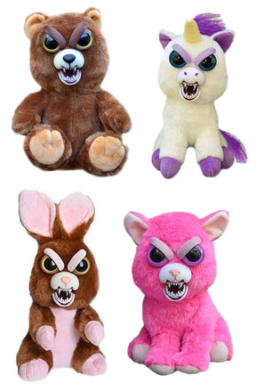 Feisty Pets 8.5" Angry Plush Bundle: Bear, Cat, Rabbit, Unicorn