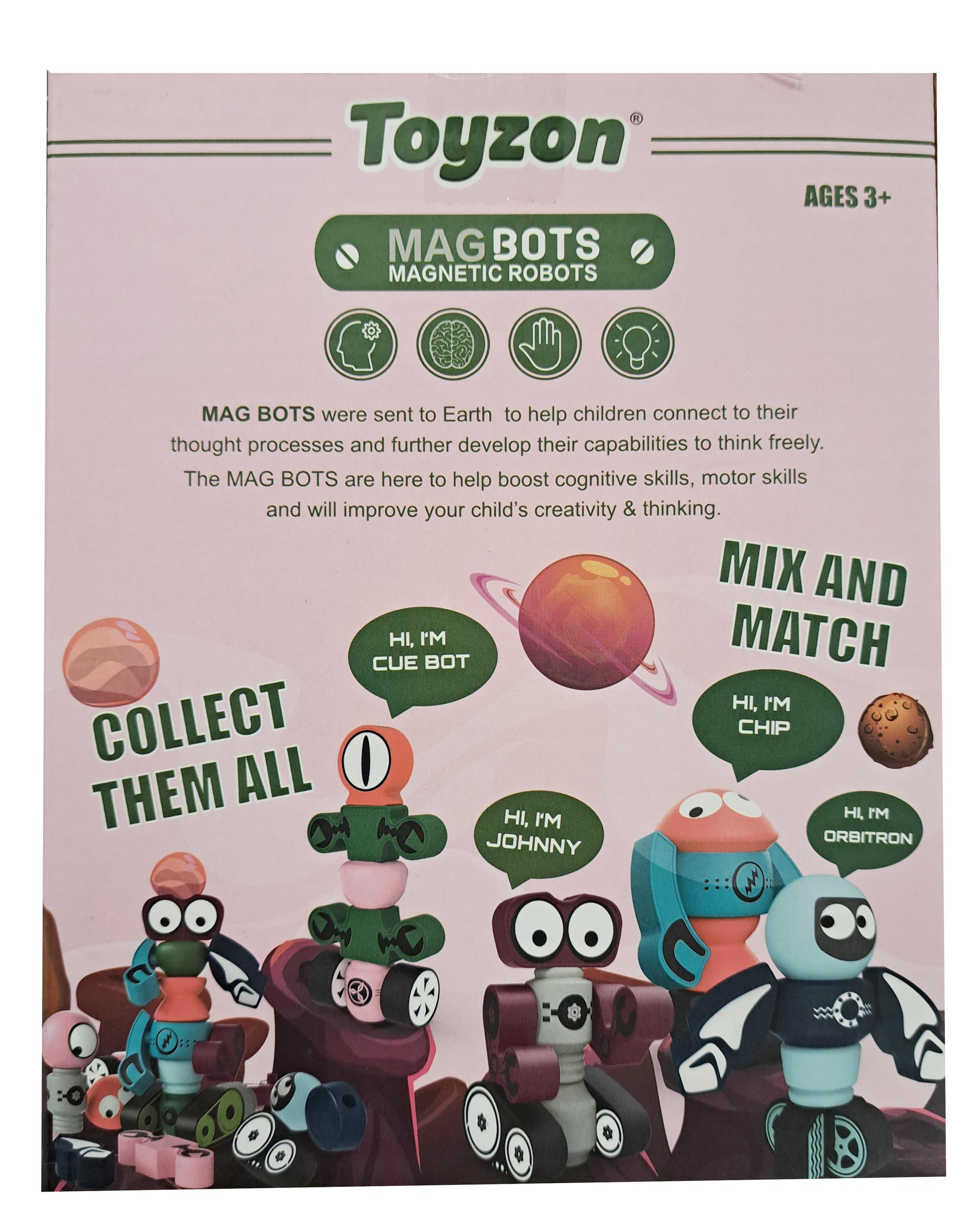 Toyzon MagBot 7 Piece Magnetic Robot Building Set | Gizmo