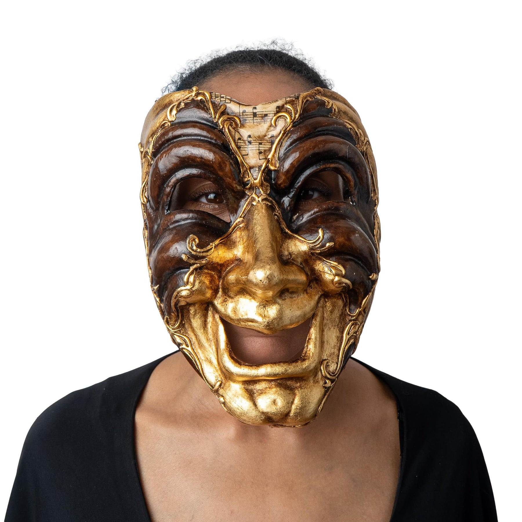 Comedy Adult Costume Masquerade Mask | Gold