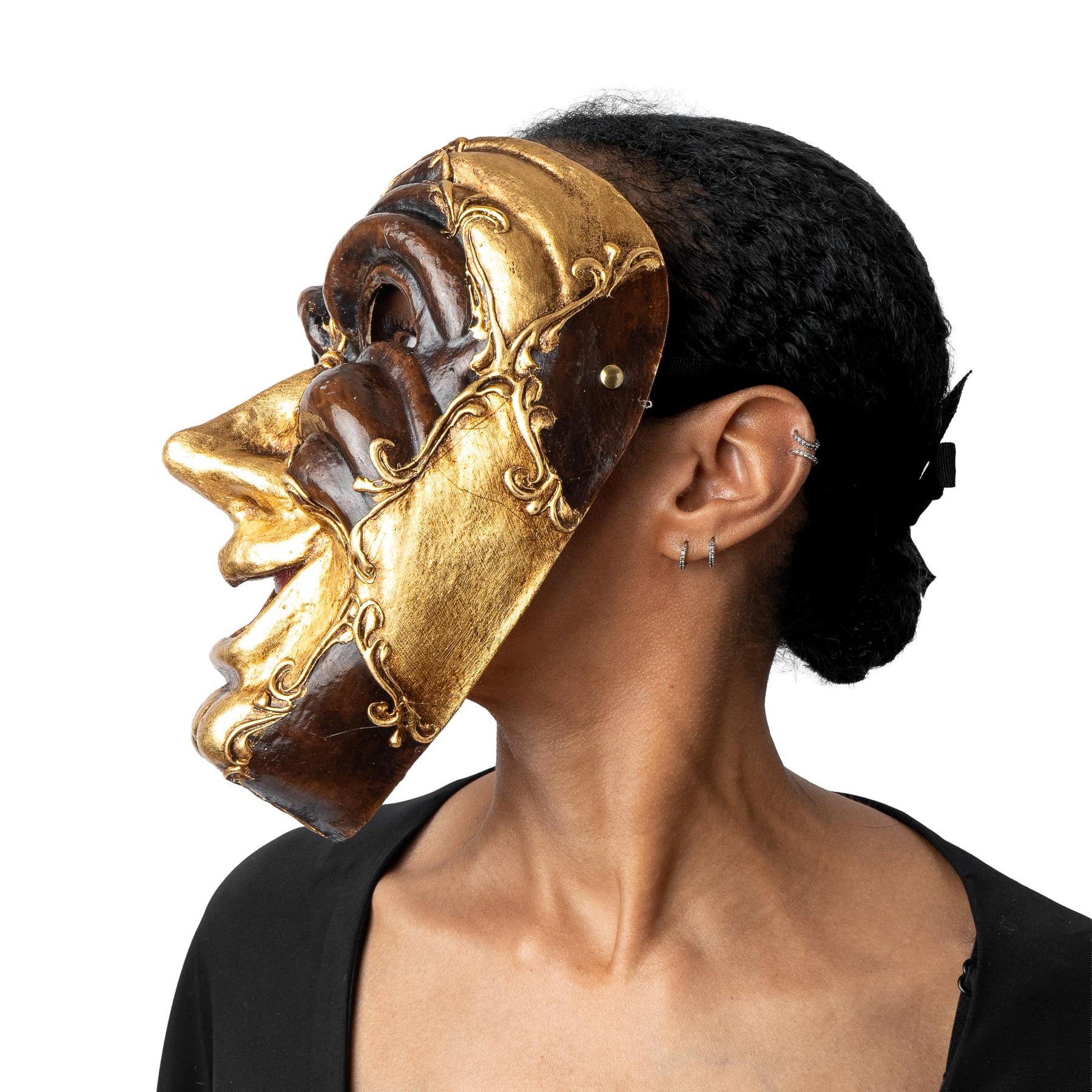 Comedy Adult Costume Masquerade Mask | Gold