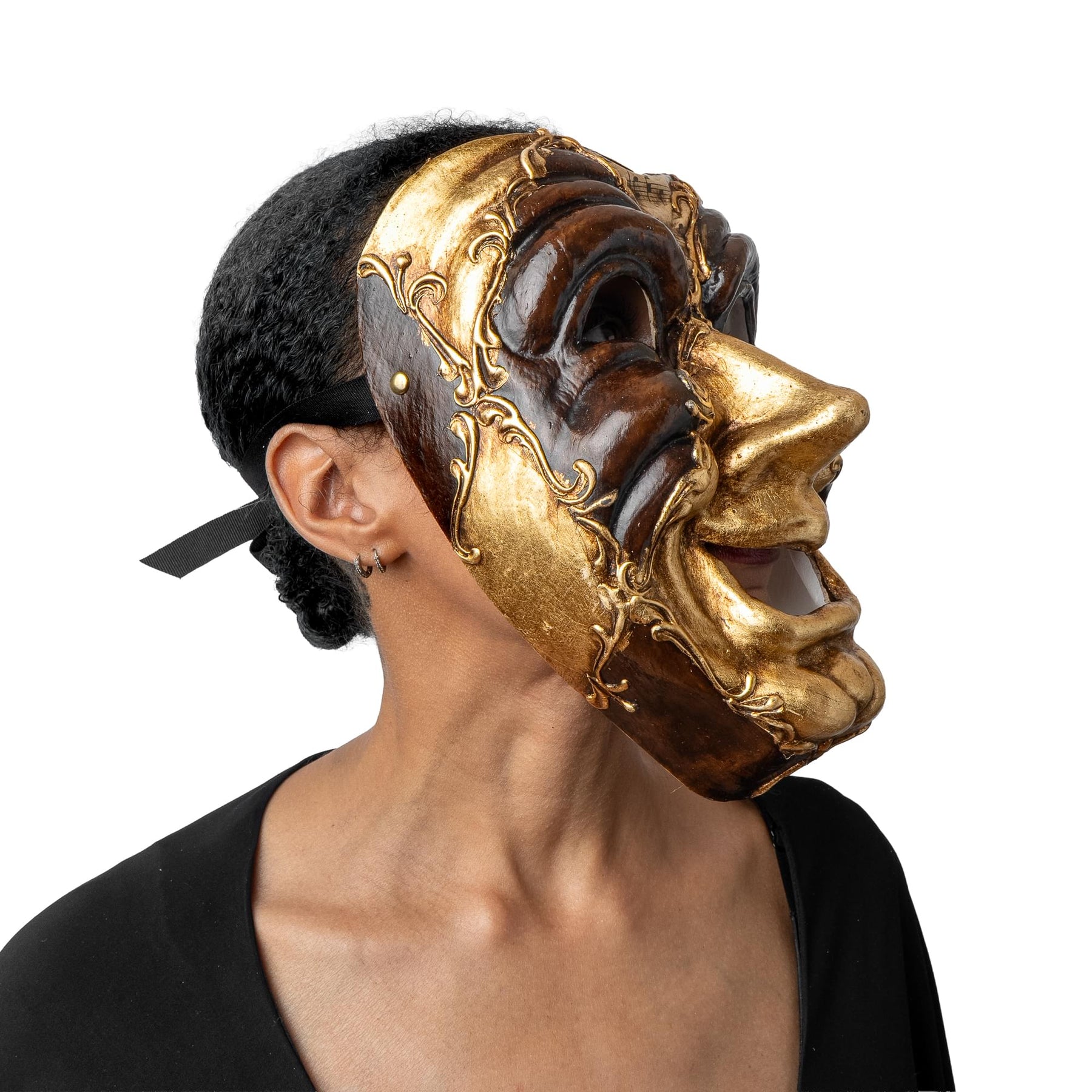 Comedy Adult Costume Masquerade Mask | Gold