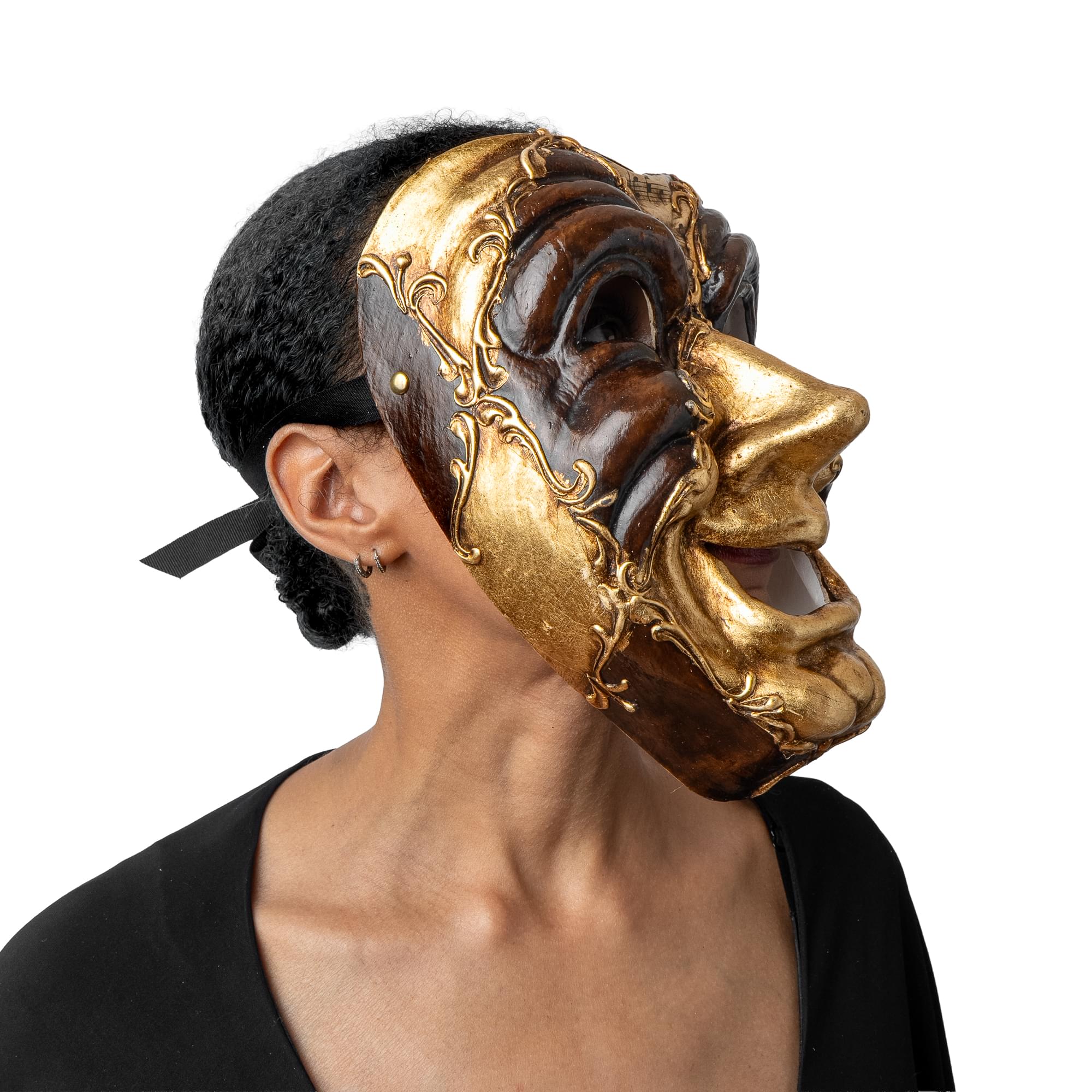 Comedy Adult Costume Masquerade Mask | Gold