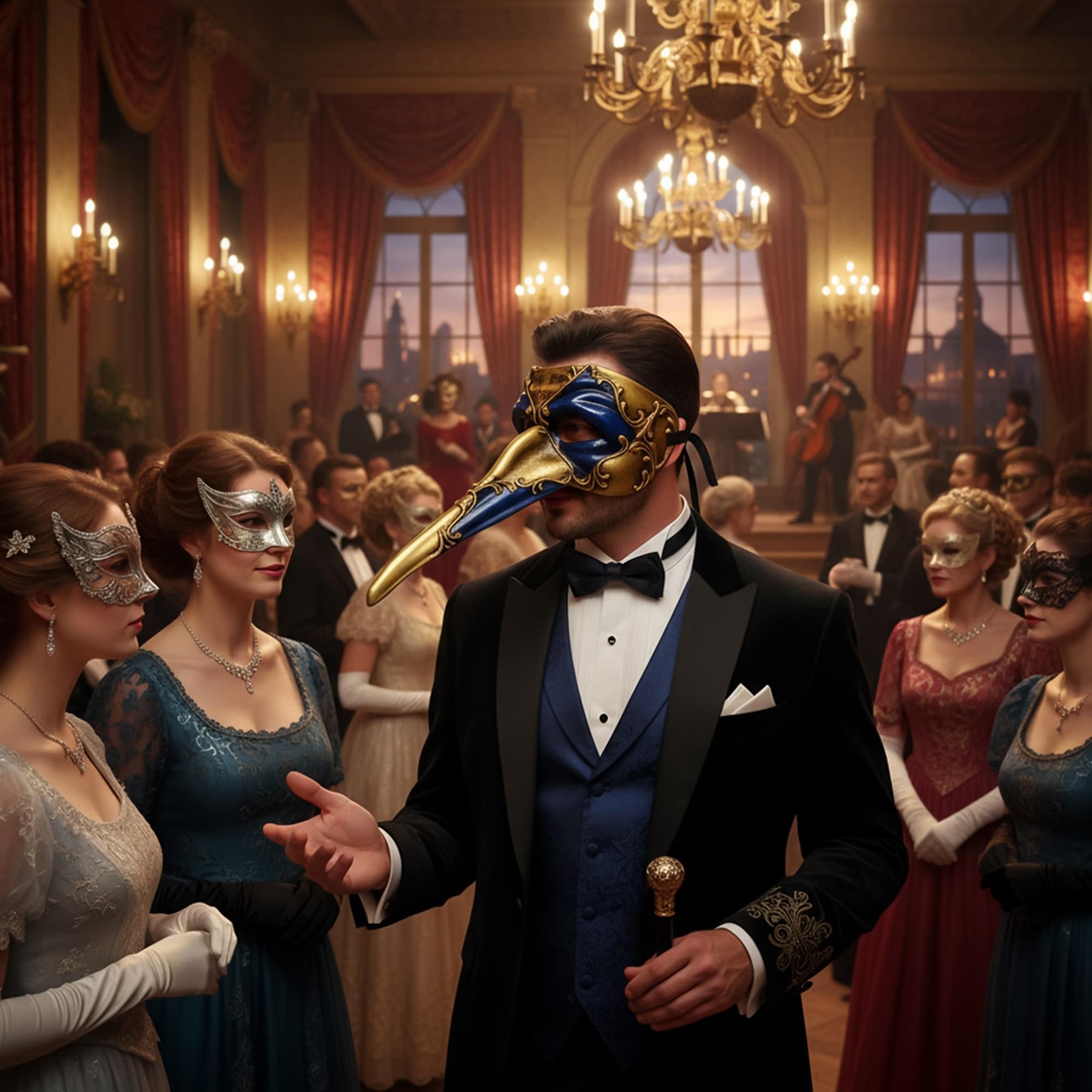 Long Curved Nose Masquerade Mask | Colors Vary Costume Accessory