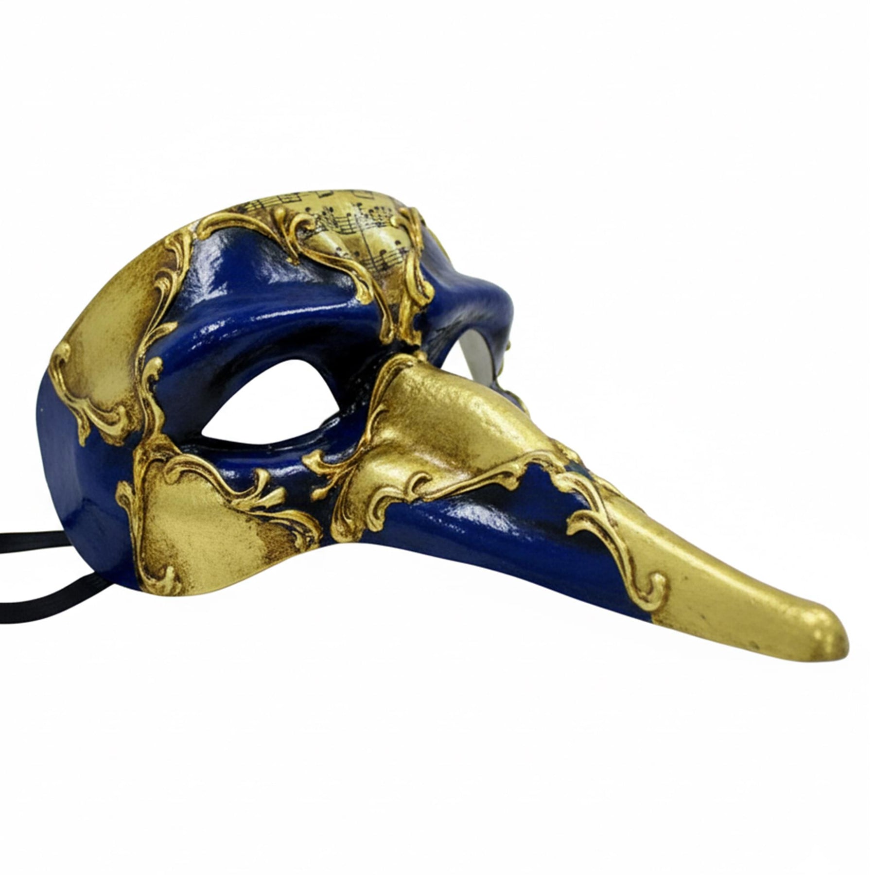 Blue/gold Long Straight Masquerade Nose Adult Costume