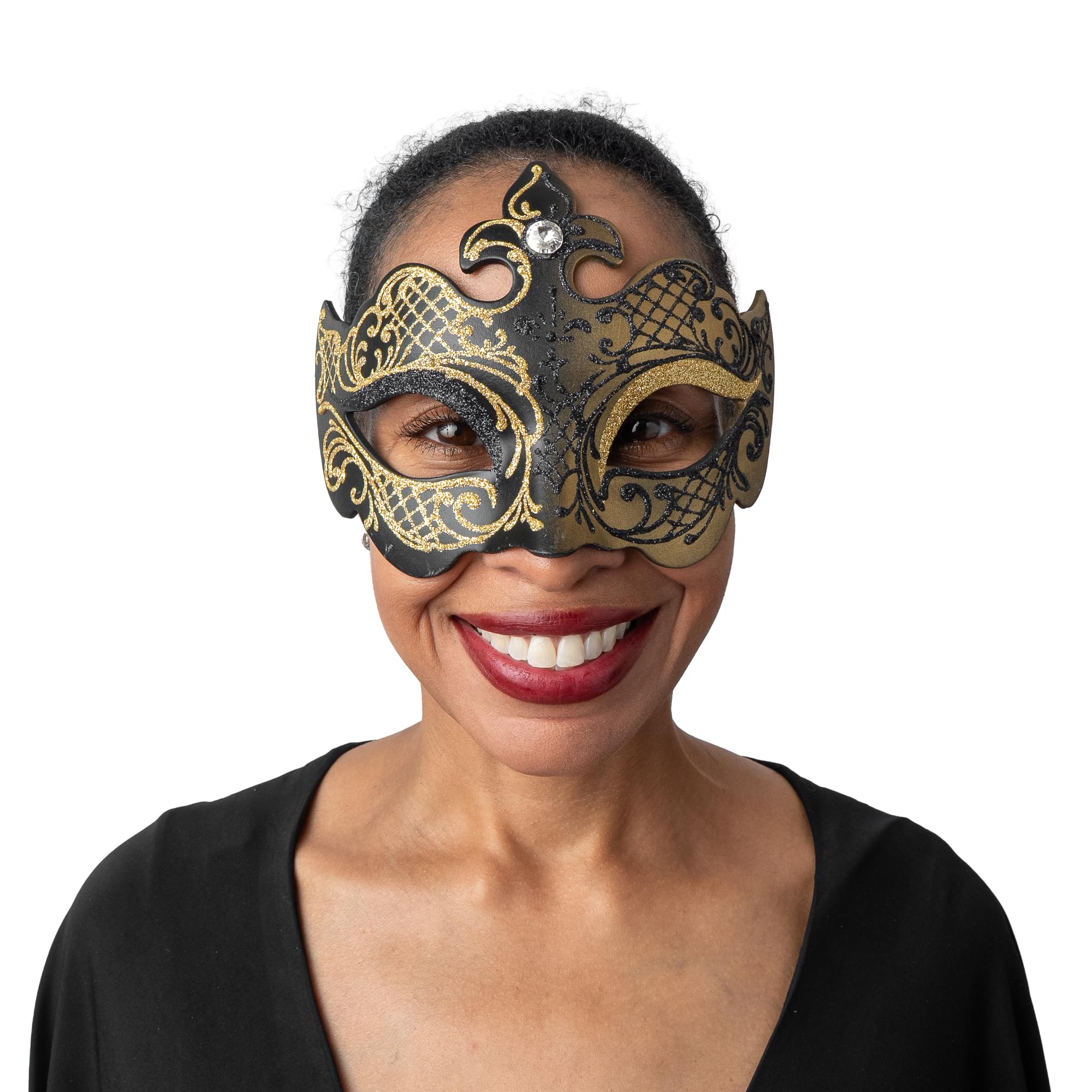 Farfallina Adult Costume Masquerade Mask | Black/Gold