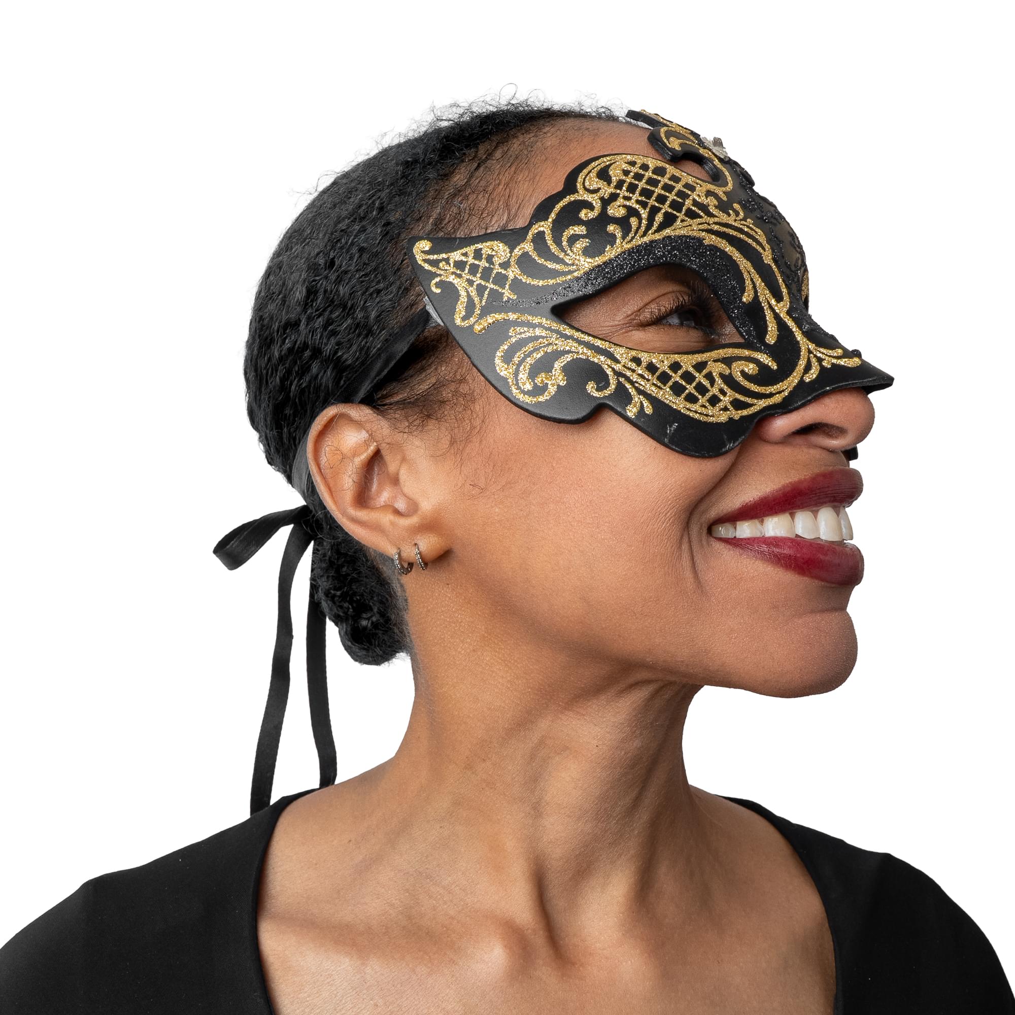 Farfallina Adult Costume Masquerade Mask | Black/Gold