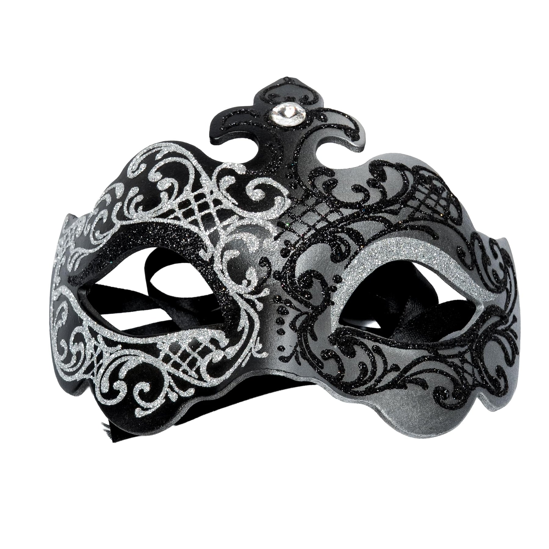 Farfallina Adult Costume Masquerade Mask | Black/Silver