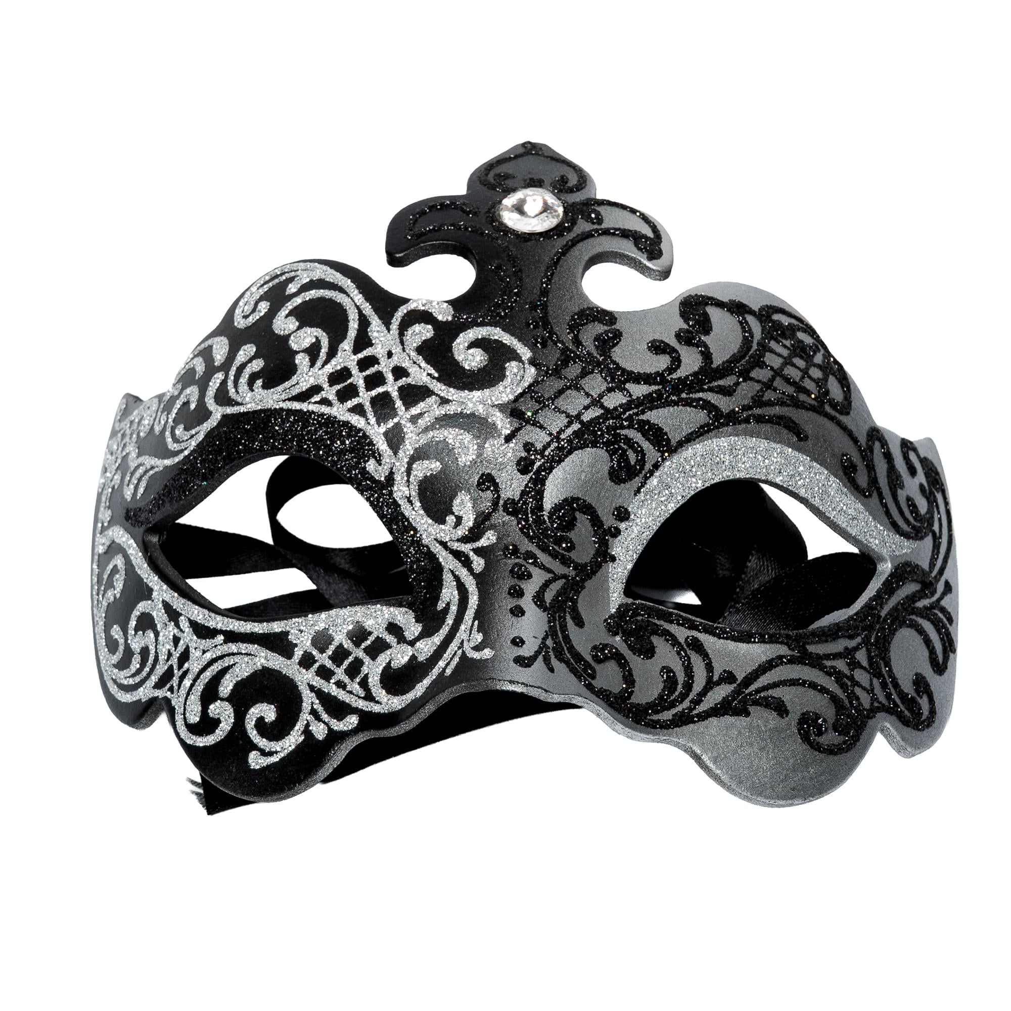 Farfallina Adult Costume Masquerade Mask | Black/Silver