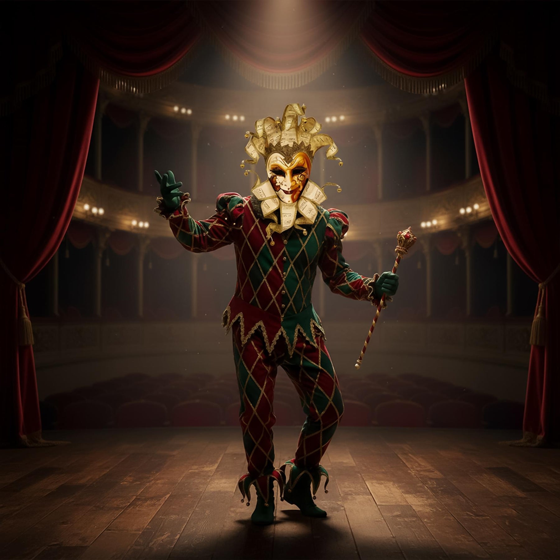 Joker with Music Masquerade Mask Costume Accessory