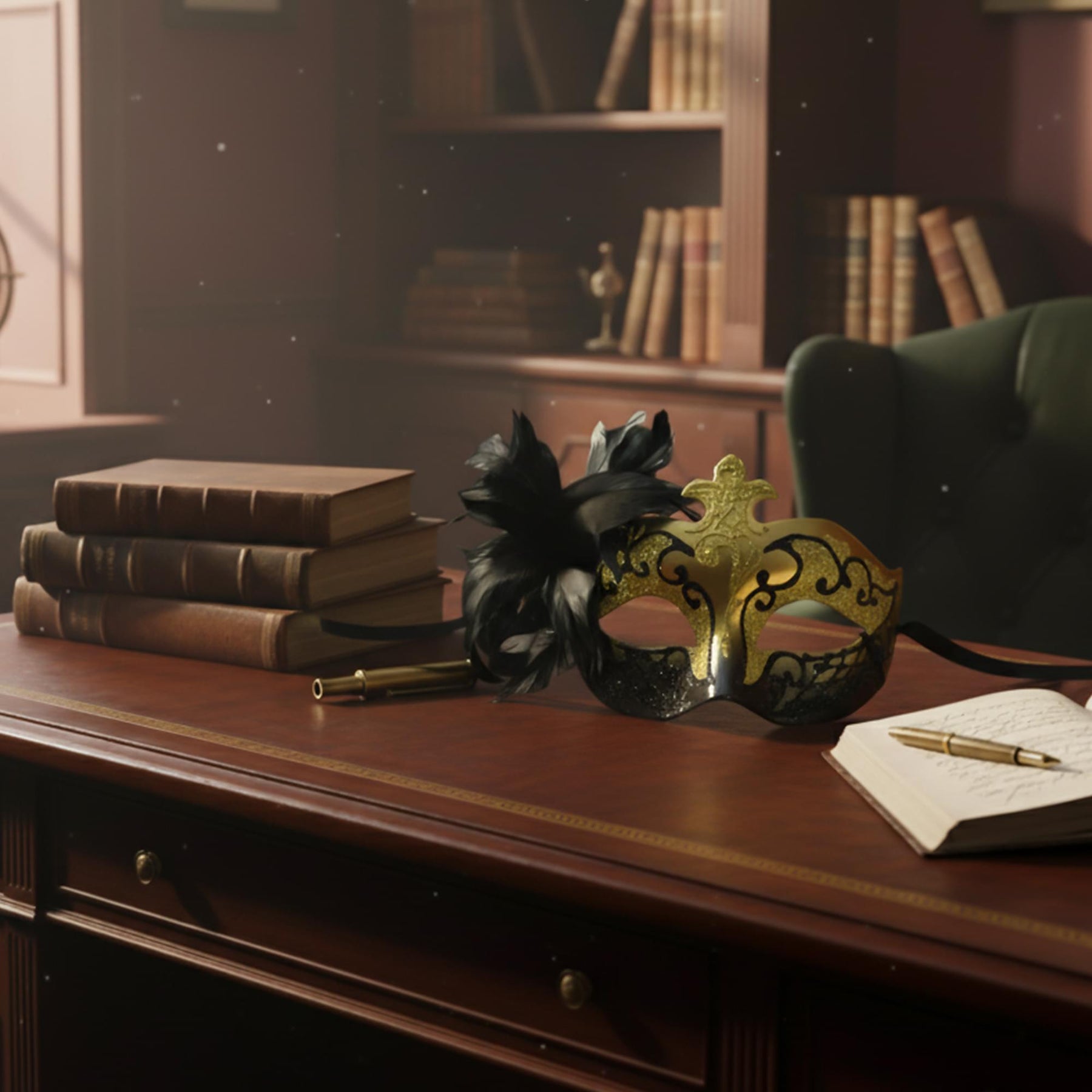 Black/gold Farfallina Masquerade Mask Costume Accessory