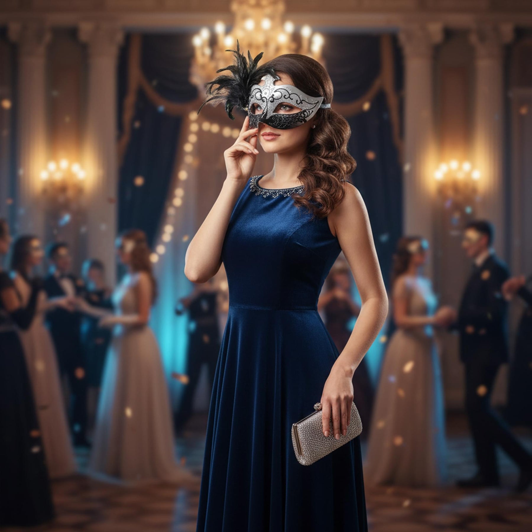 Silver/black Farfallina Side Masquerade Adult Costume