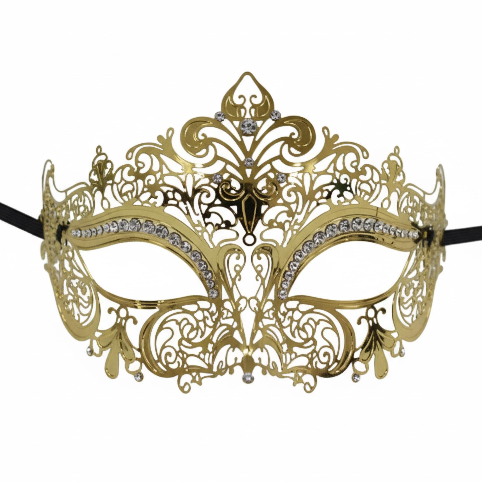 Gold Metal Crystals Masquerade Mask Costume Accessory