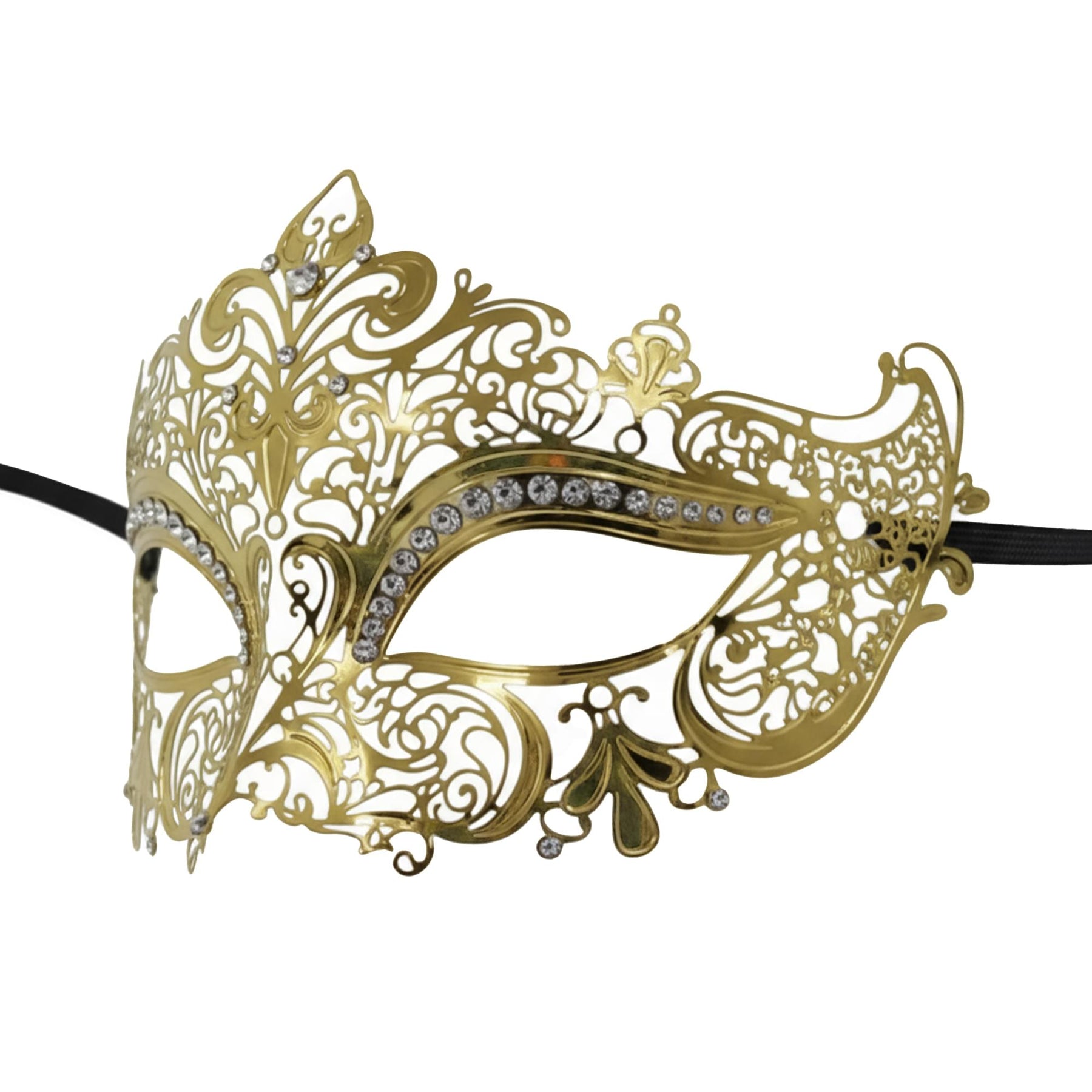 Gold Metal Crystals Masquerade Mask Costume Accessory