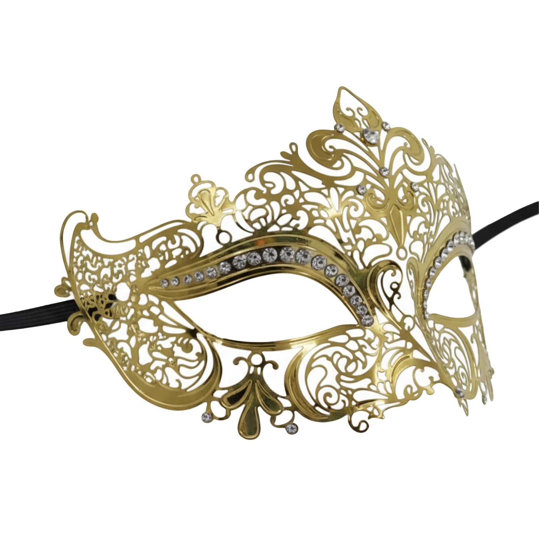 Gold Metal Crystals Masquerade Mask Costume Accessory