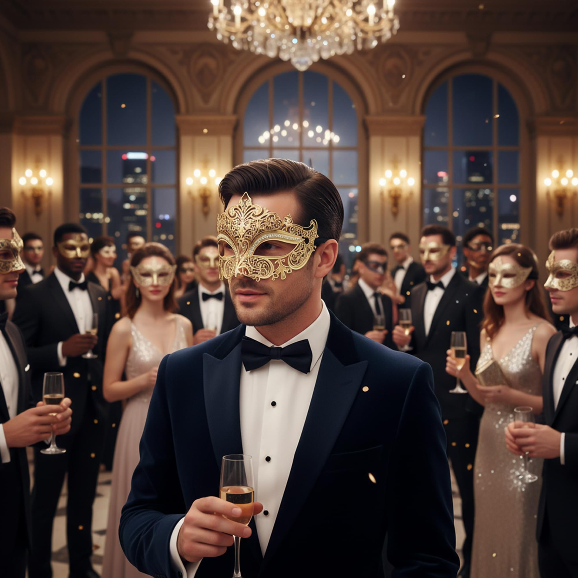 Gold Metal Crystals Masquerade Mask Costume Accessory