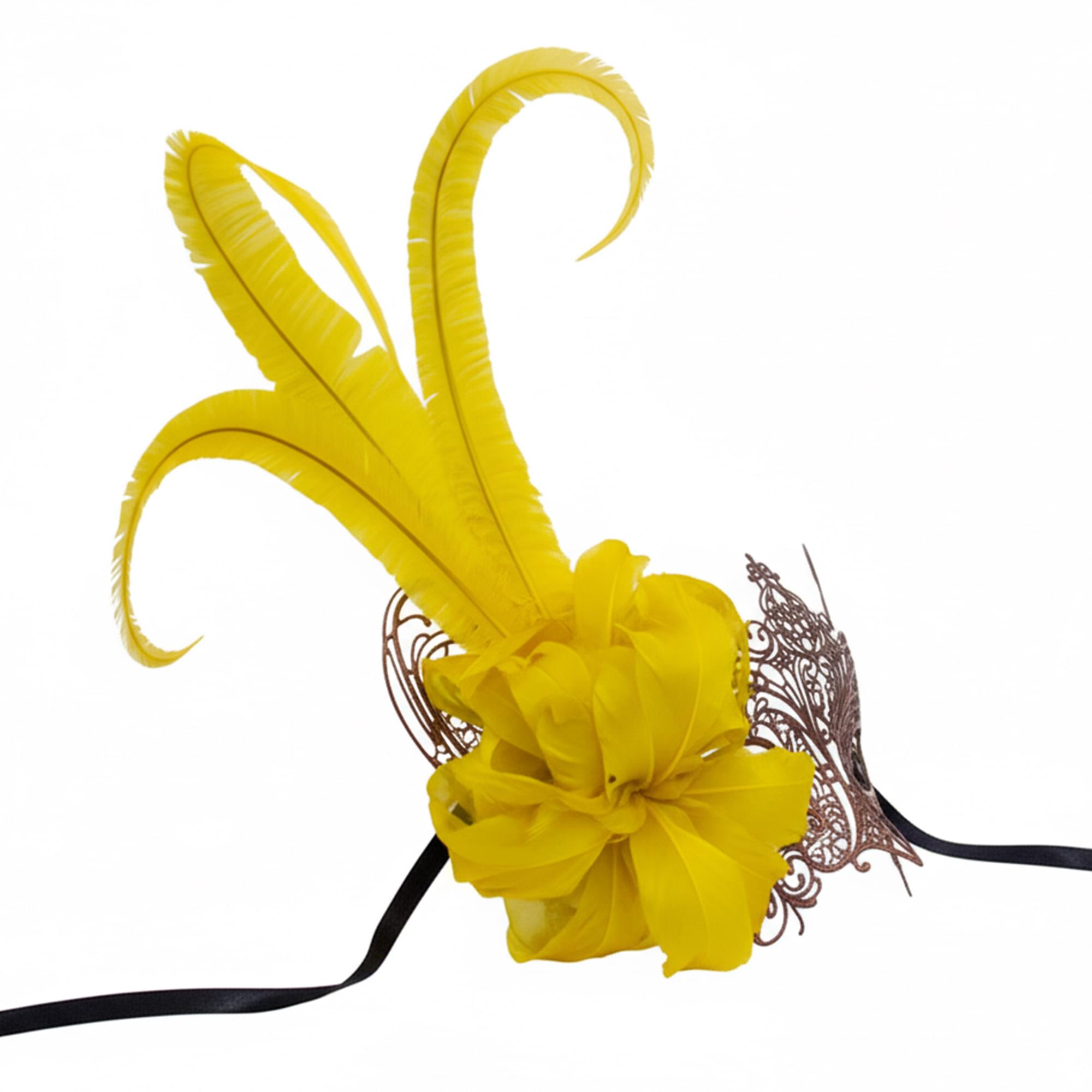 Bronze Metal Side Feather Masquerade Mas Adult Costume