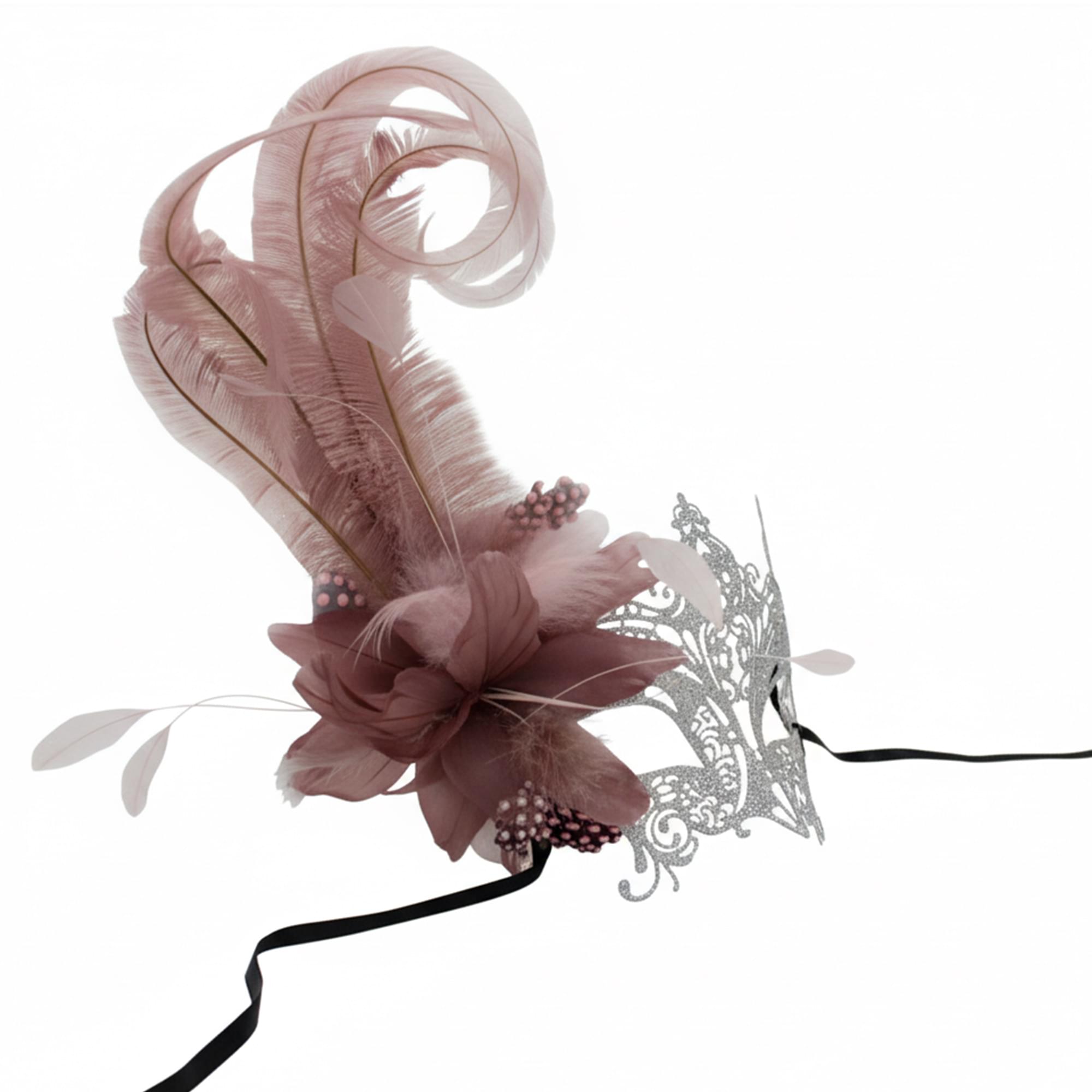 Silver Glitter Metal Feather Masquerade Adult Costume