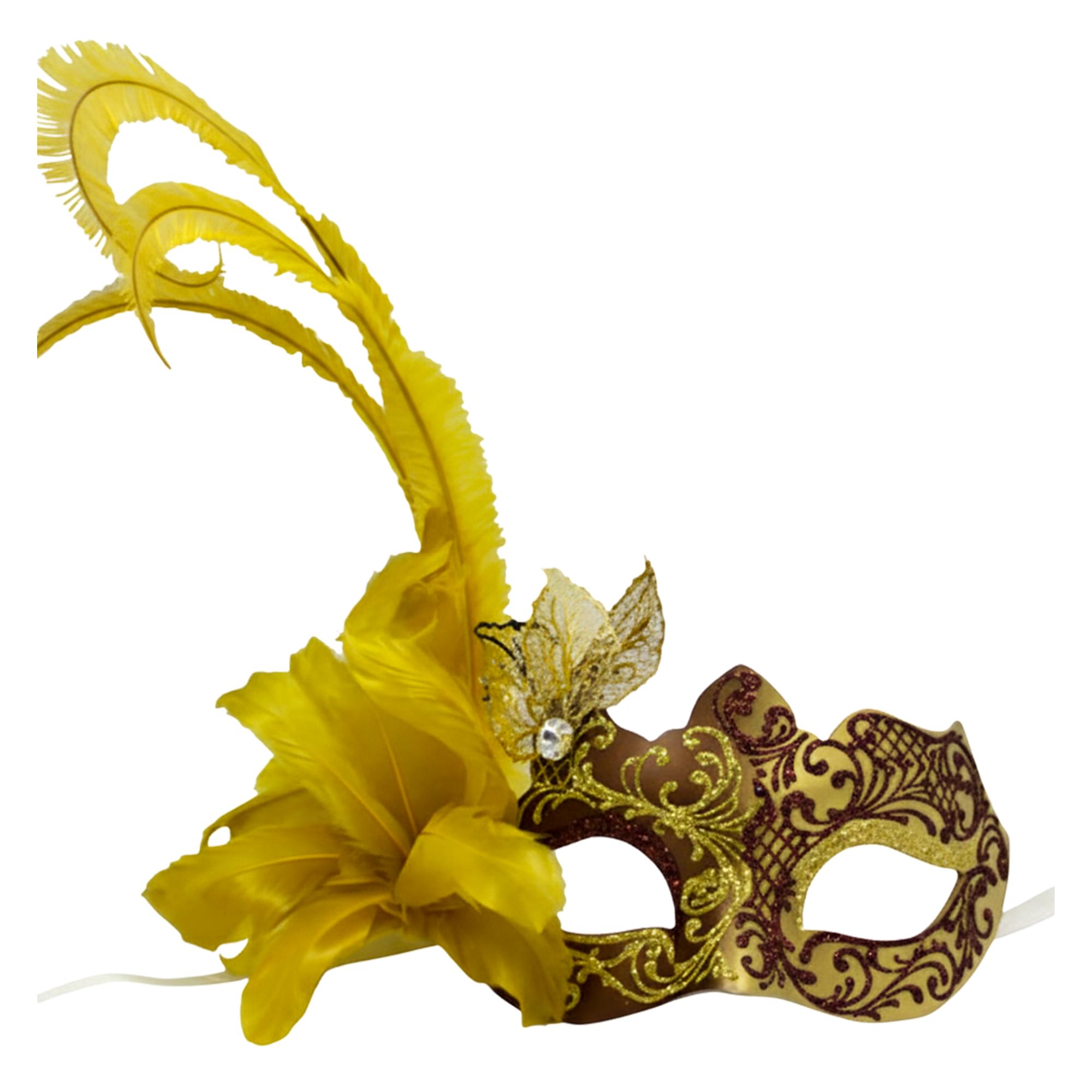 Farfallina with Metal Side Feather Brown/gold Adult Costume