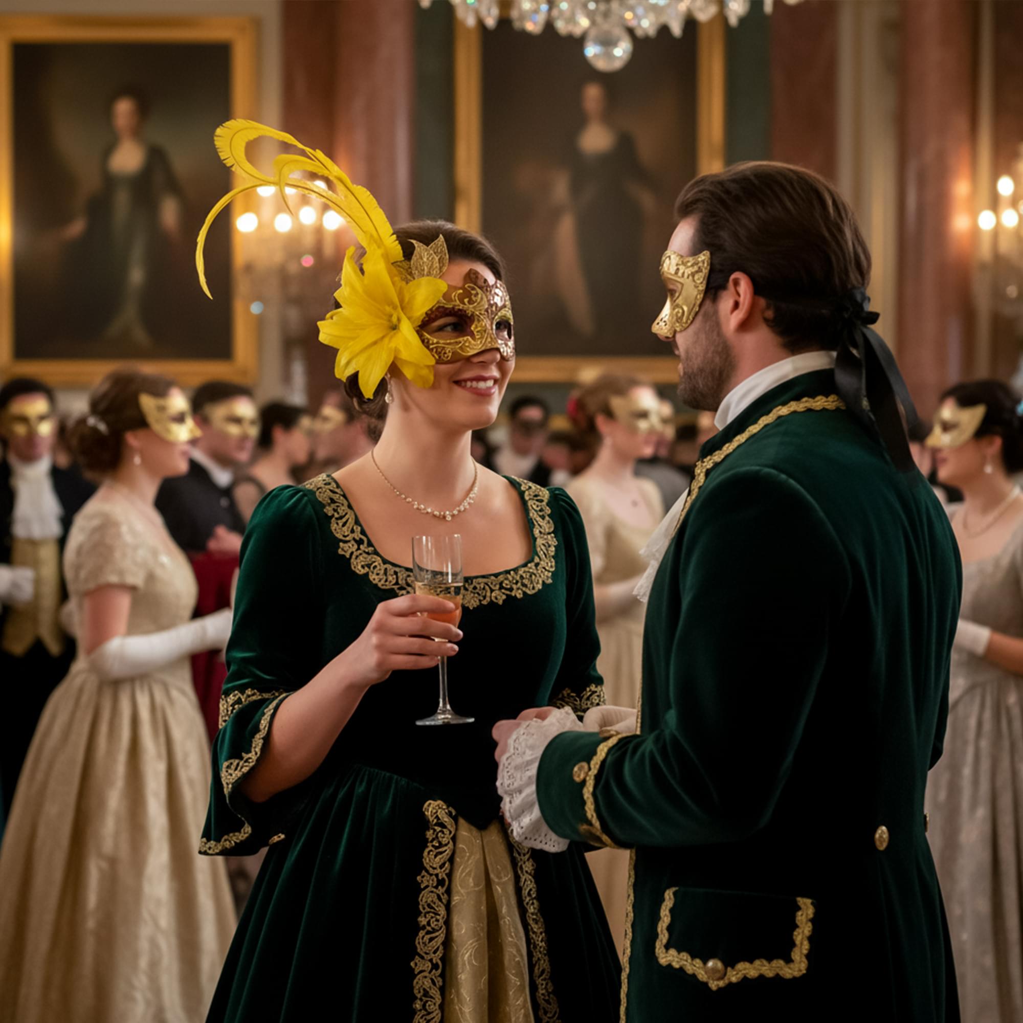 Farfallina with Metal Side Feather Brown/gold Adult Costume