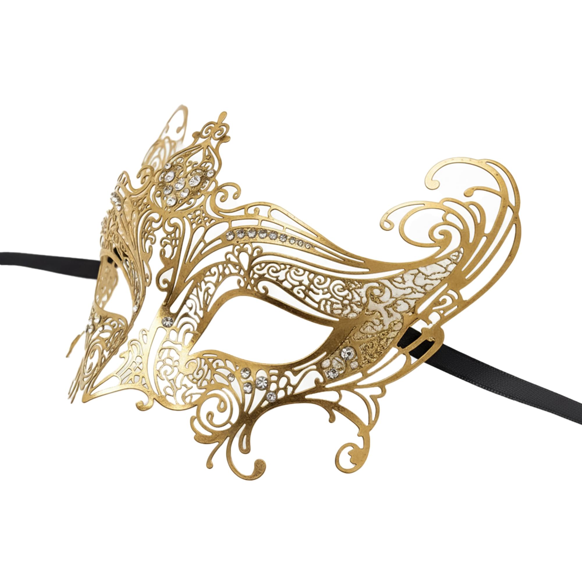 Metal Crystal Heart Mask | Colors Vary Costume Accessory