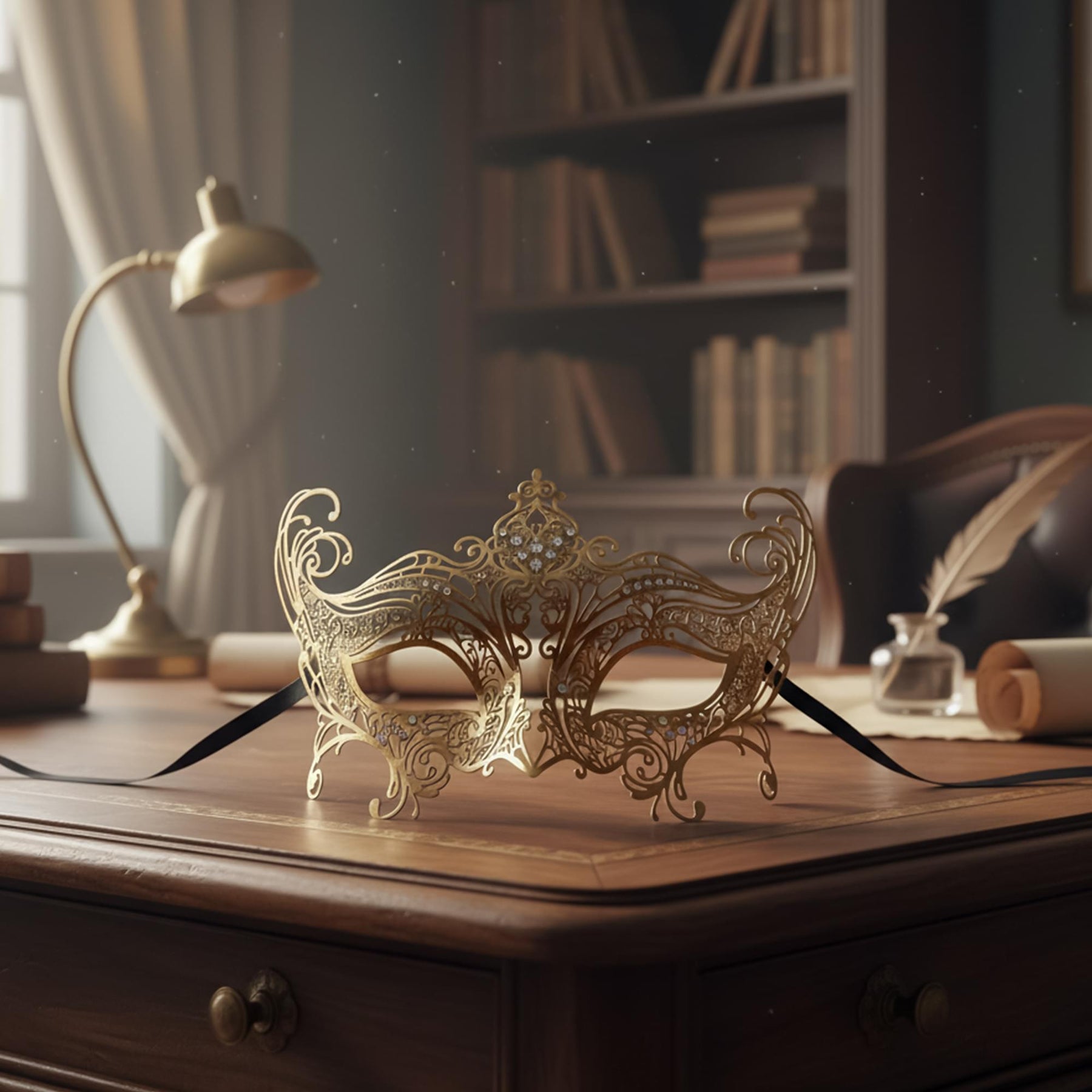 Metal Crystal Heart Mask | Colors Vary Costume Accessory