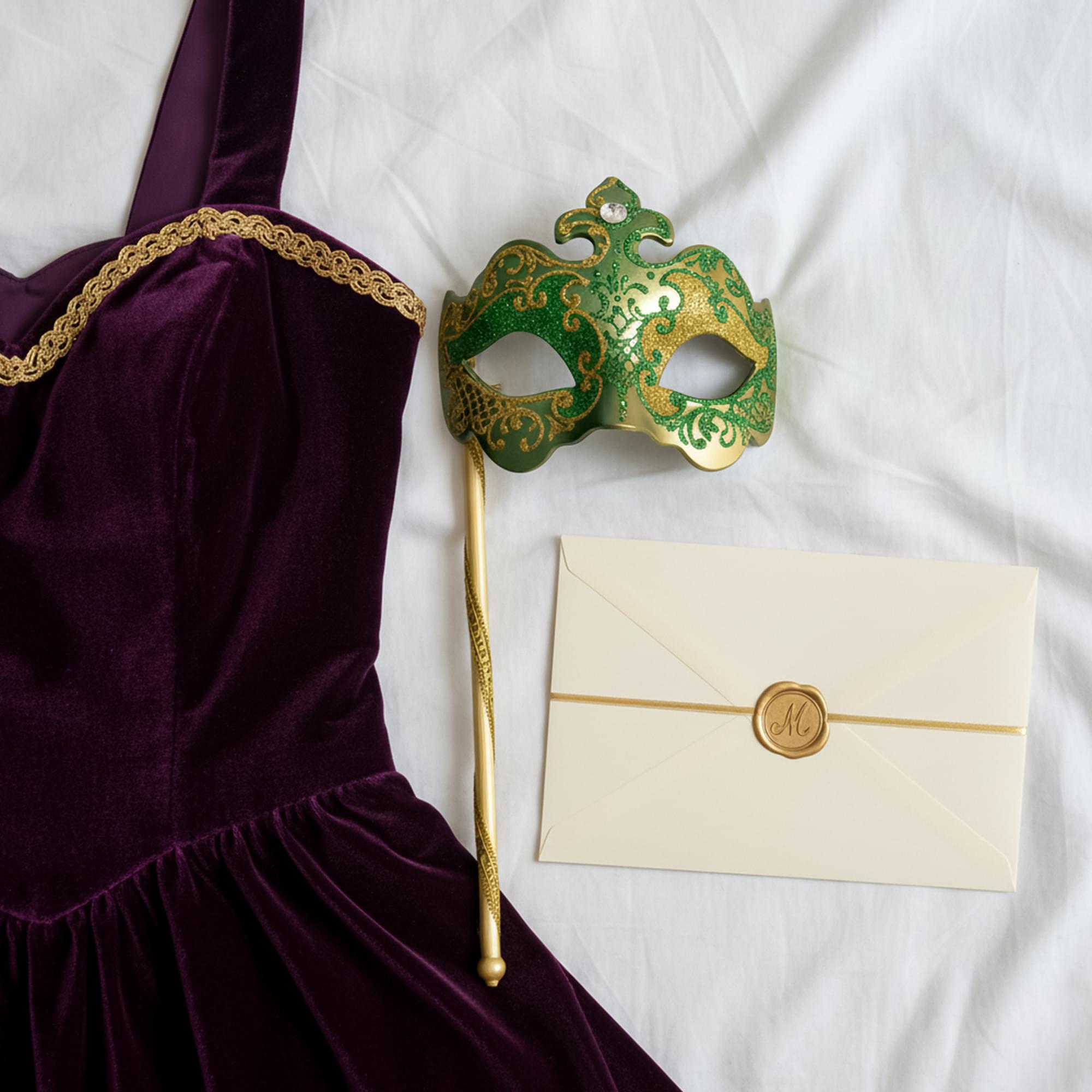 Gold/green Masquerade Mask Costume Accessory