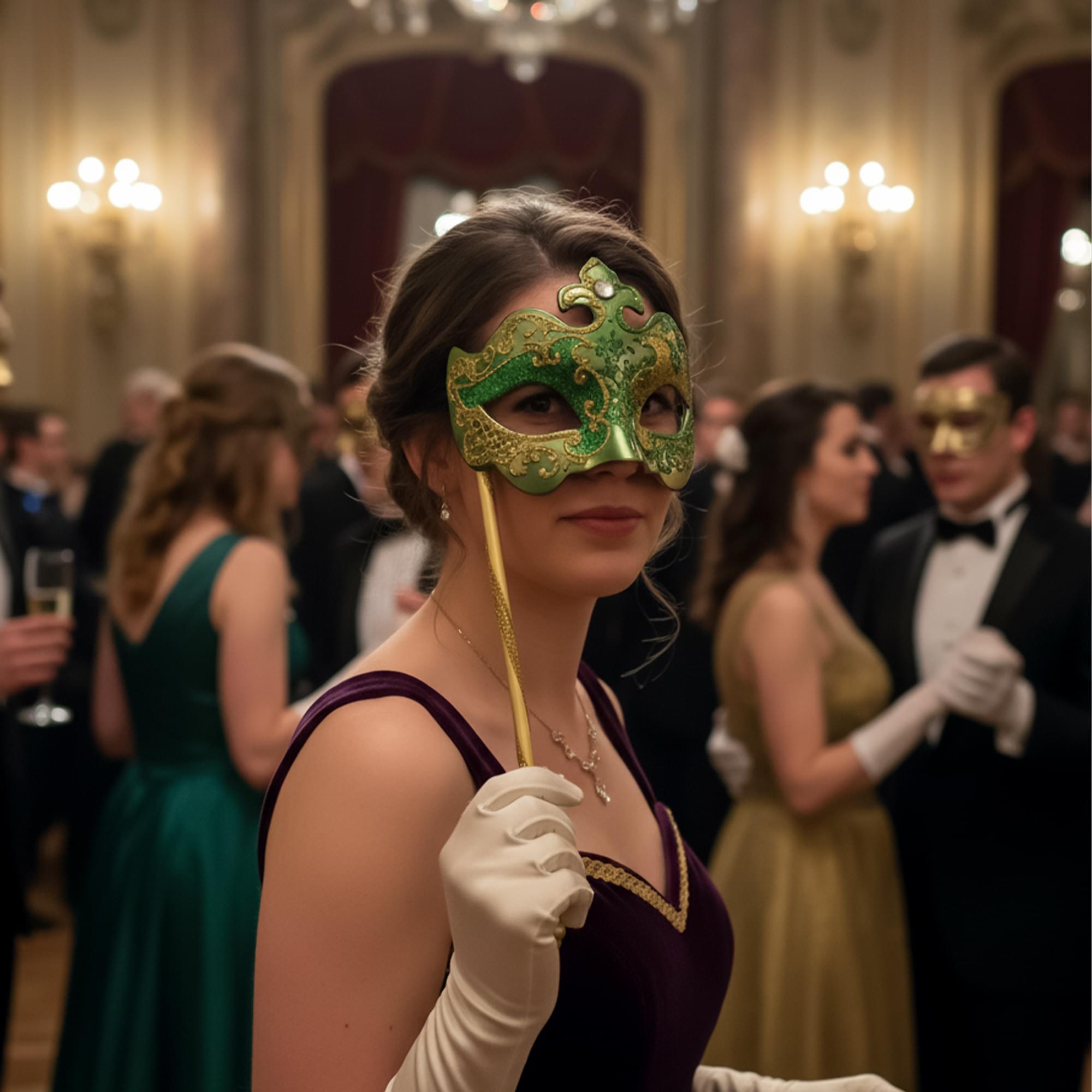 Gold/green Masquerade Mask Costume Accessory