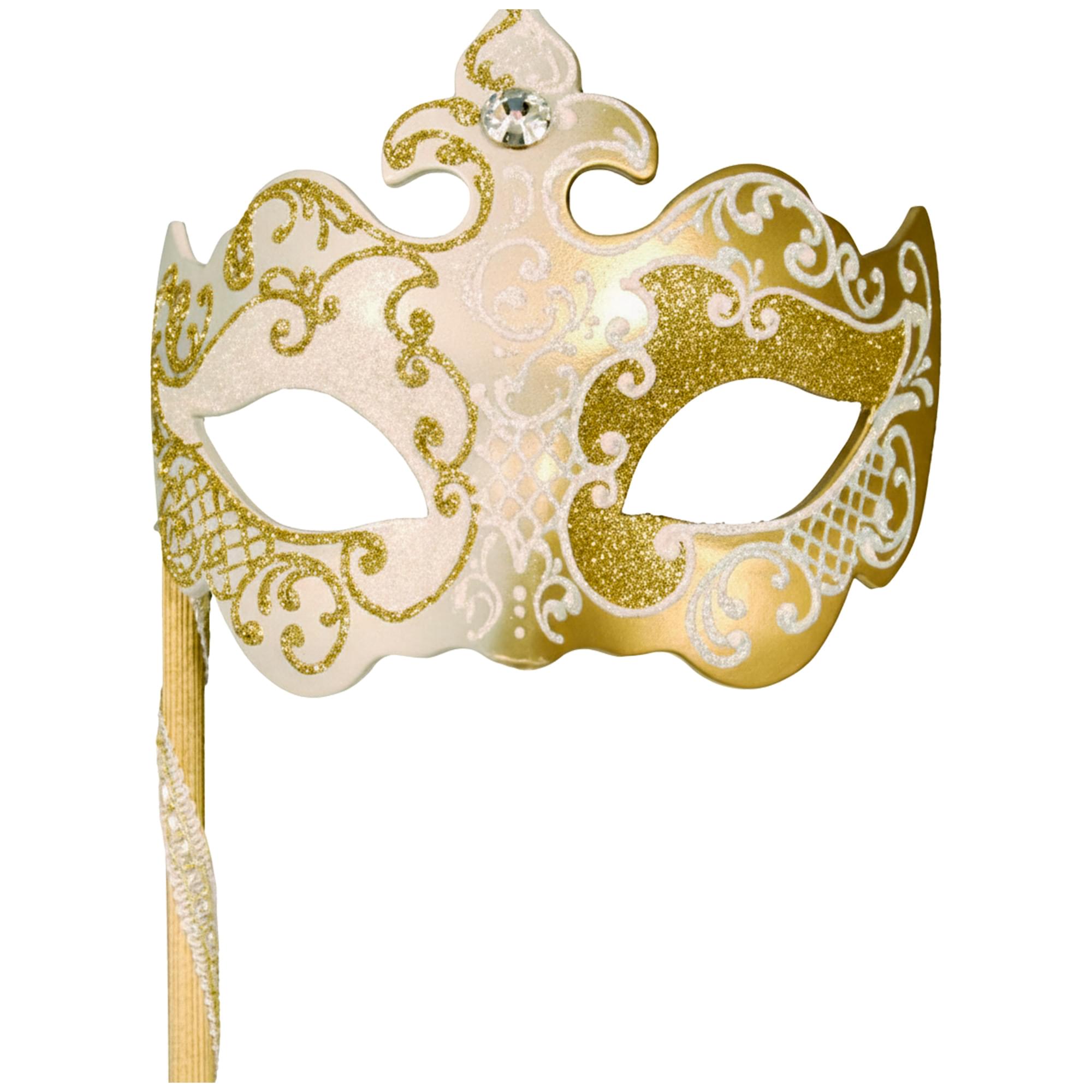 Gold Porcelain Masquerade Mask Costume Accessory