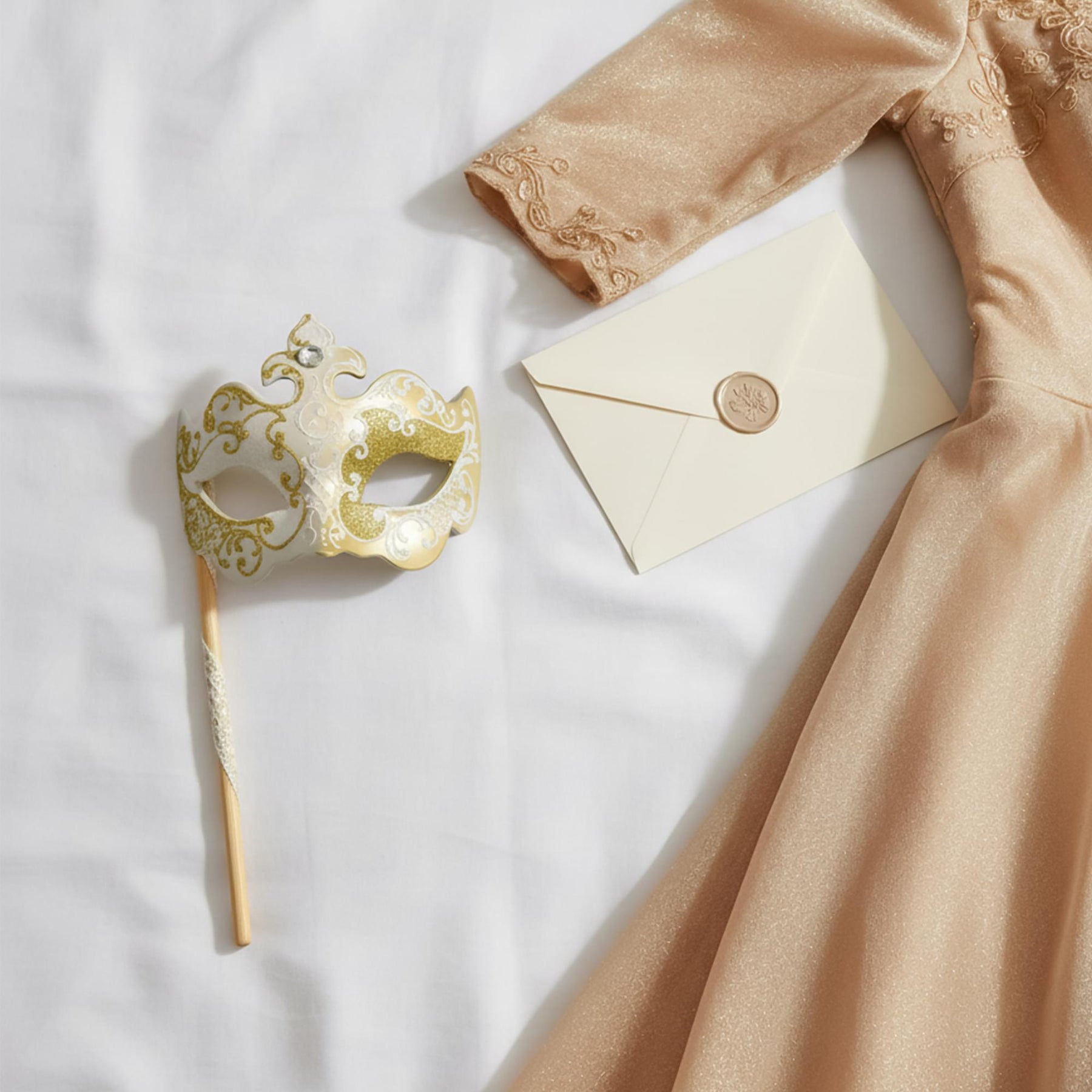 Gold Porcelain Masquerade Mask Costume Accessory