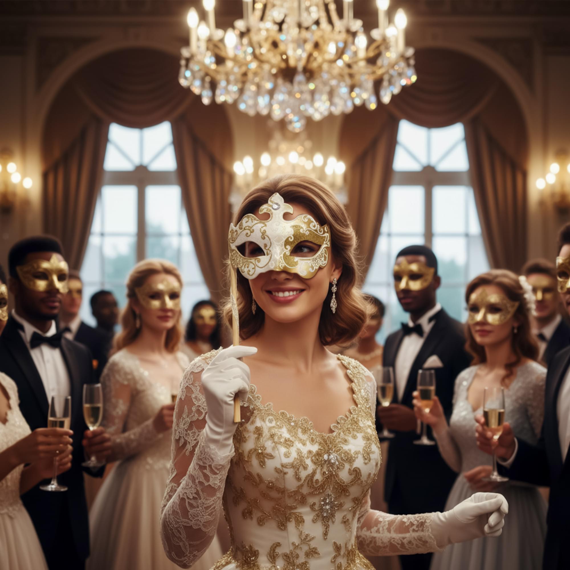 Gold Porcelain Masquerade Mask Costume Accessory