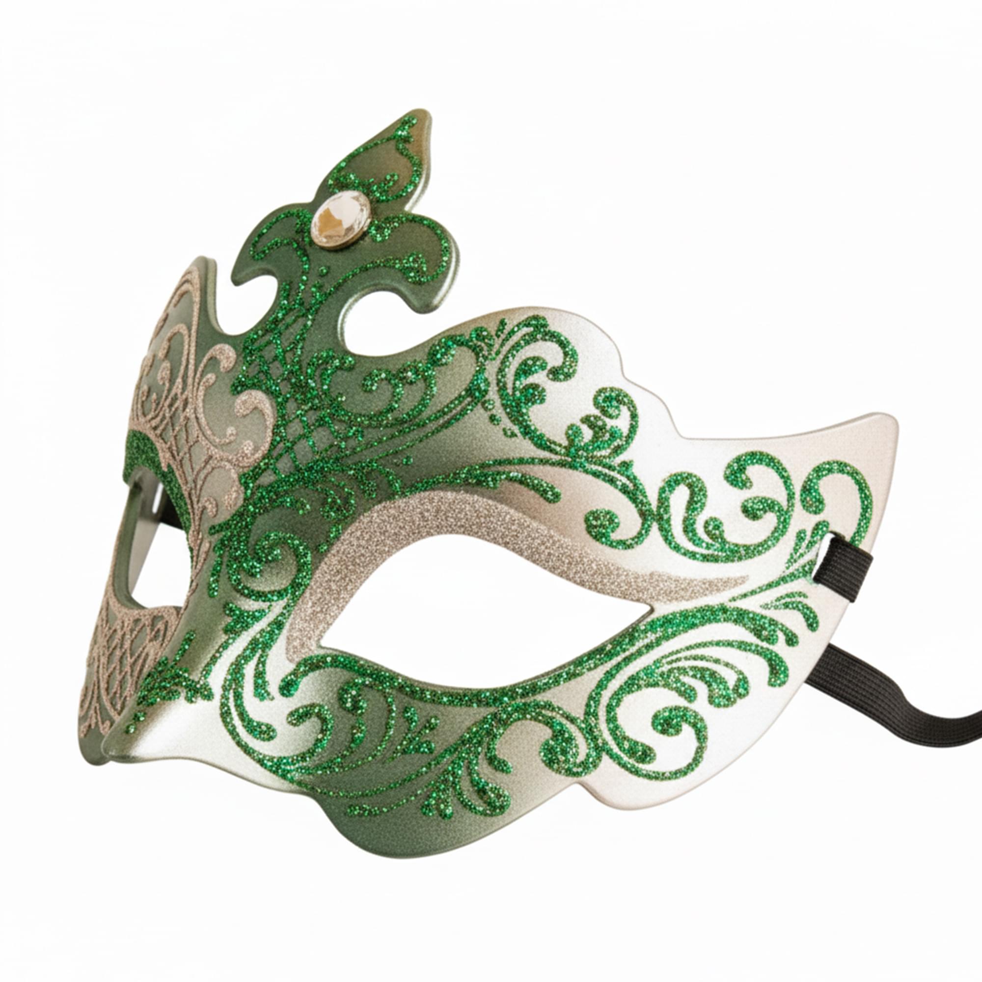 Silver/green Farfallina Mask Costume Accessory