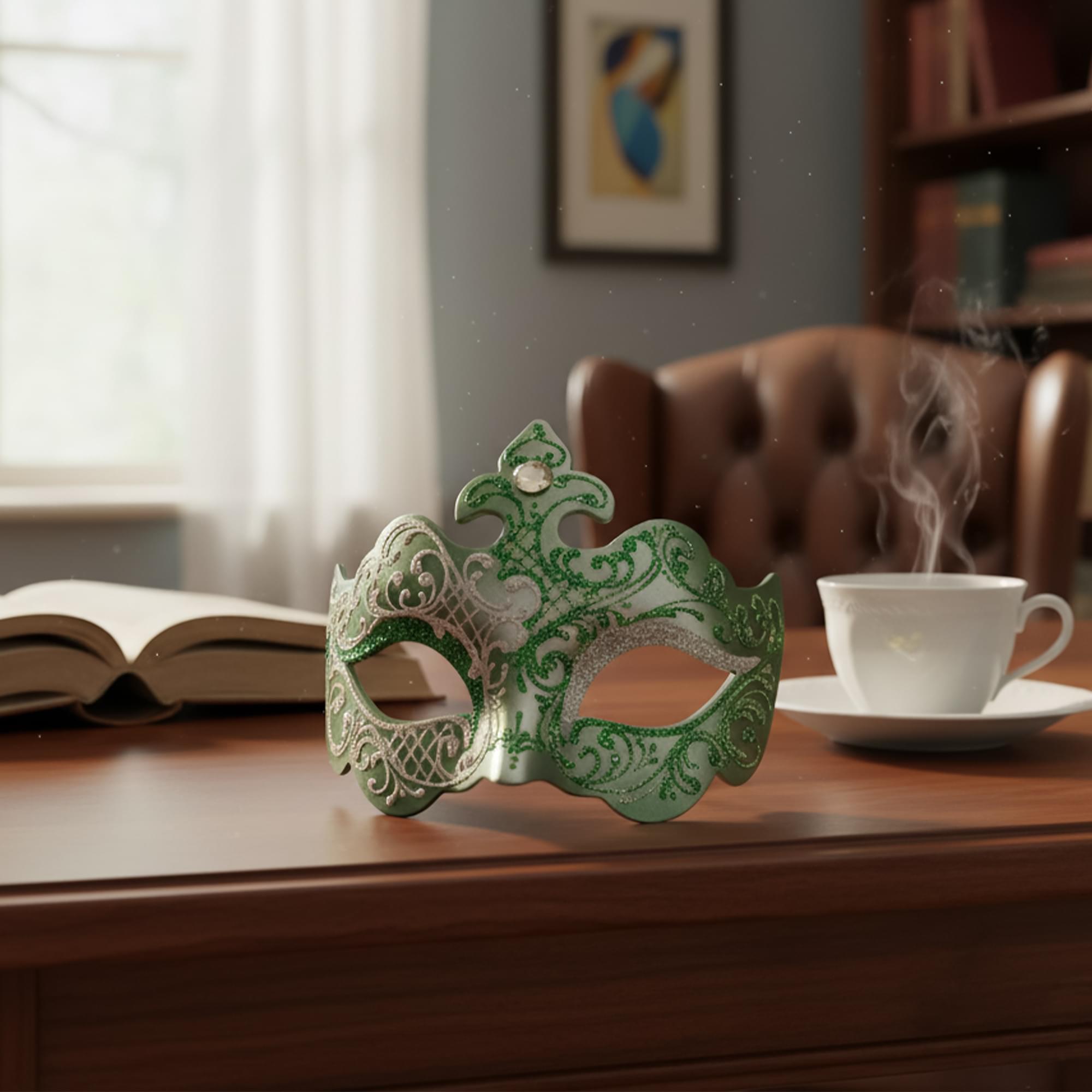 Silver/green Farfallina Mask Costume Accessory