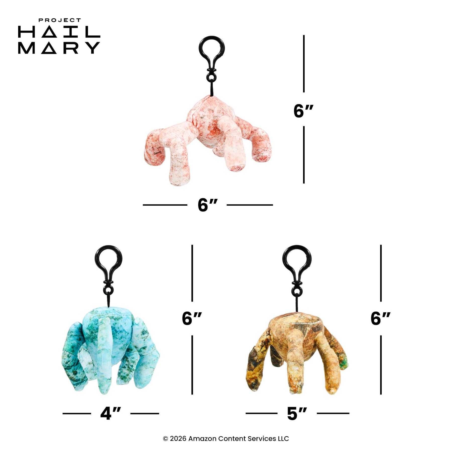 Project Hail Mary Eridian Plush Backpack Clips | Set of 3