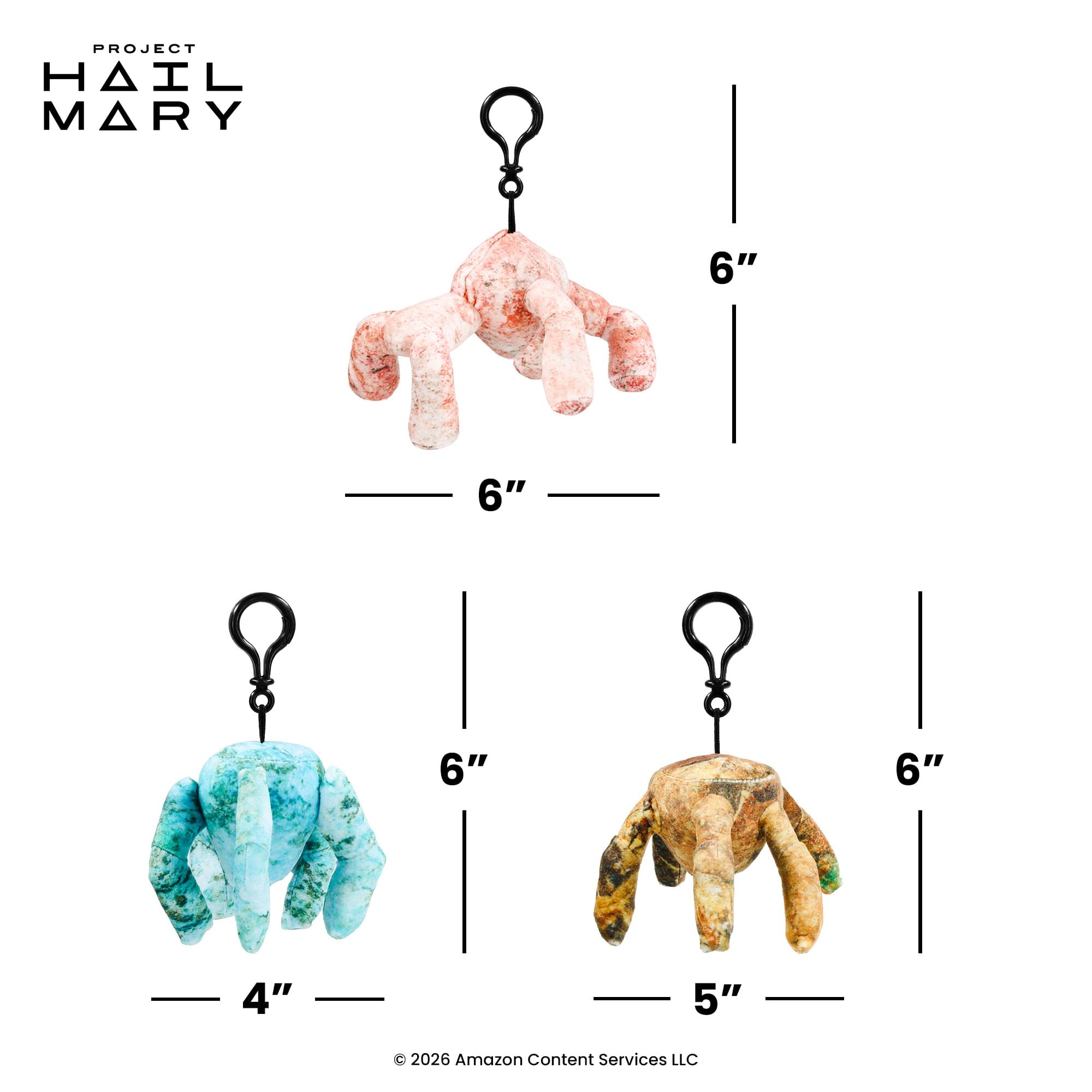 Project Hail Mary Eridian Plush Backpack Clips | Set of 3