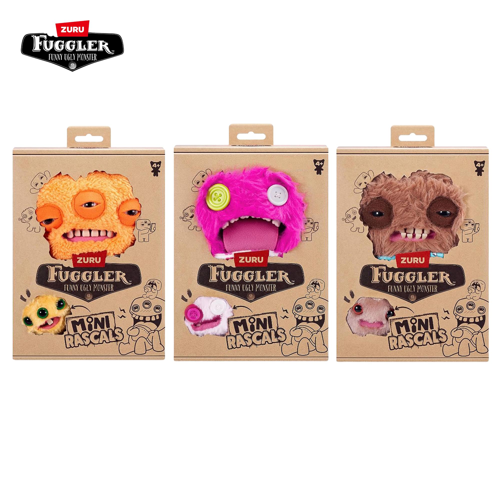 Fuggler Mini Rascals 9-inch Plush Set | Annoyed Alien, Squidge, & Oogah Boogah