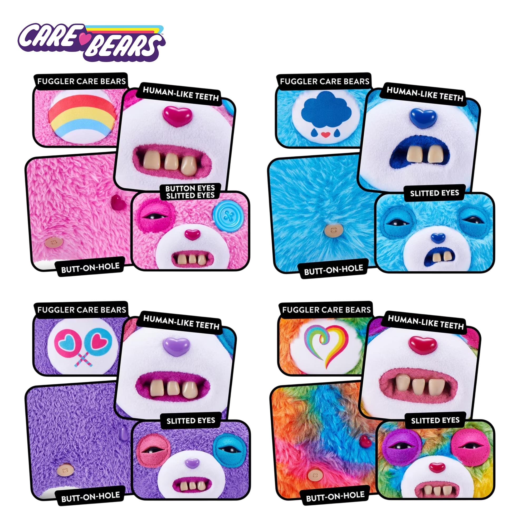 Care Bears x Fuggler 9 Inch Plush Set Of 4