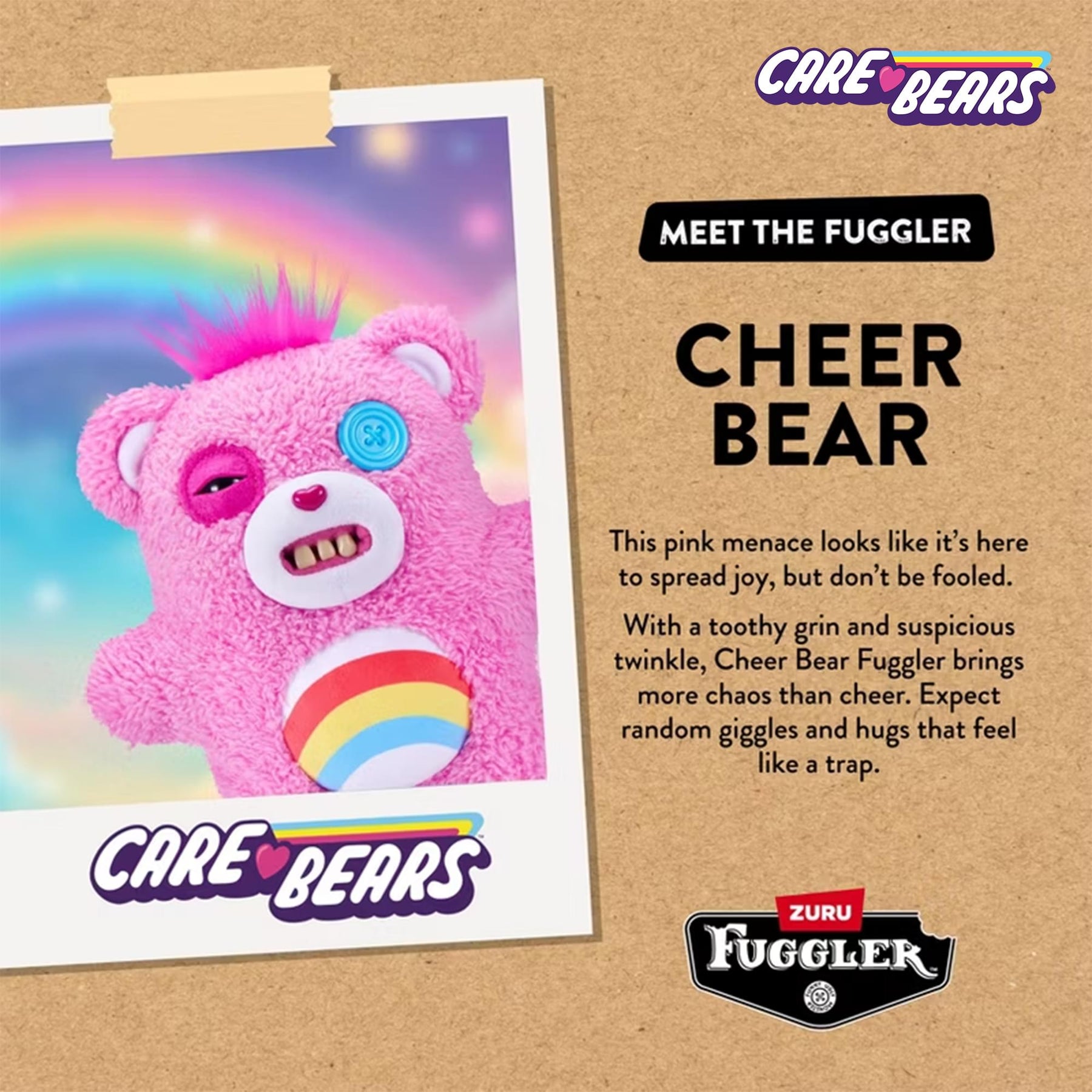 Care Bears x Fuggler 9 Inch Plush | Cheer Bear
