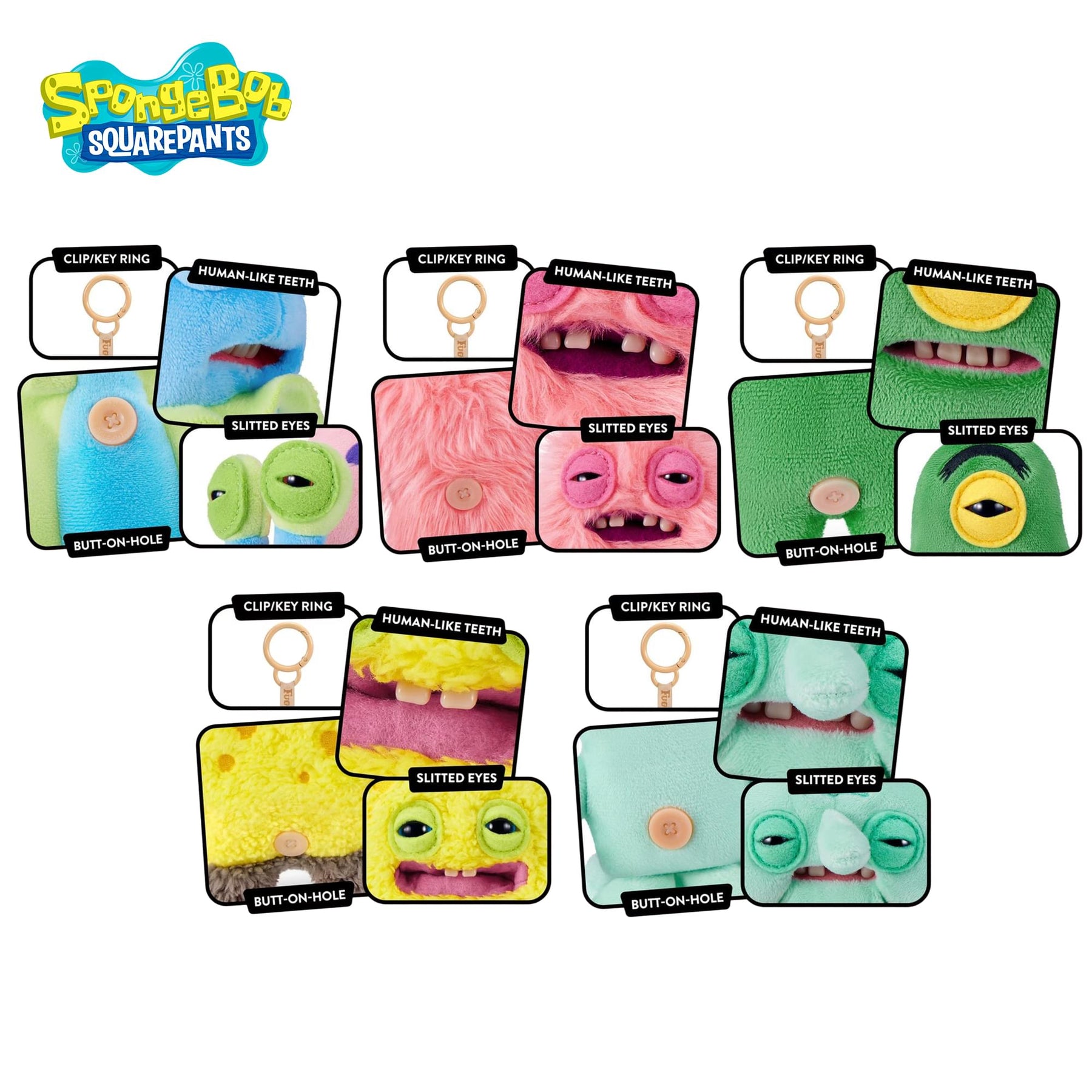 SpongeBob SquarePants x Fuggler Plush Keyring Set Of 5