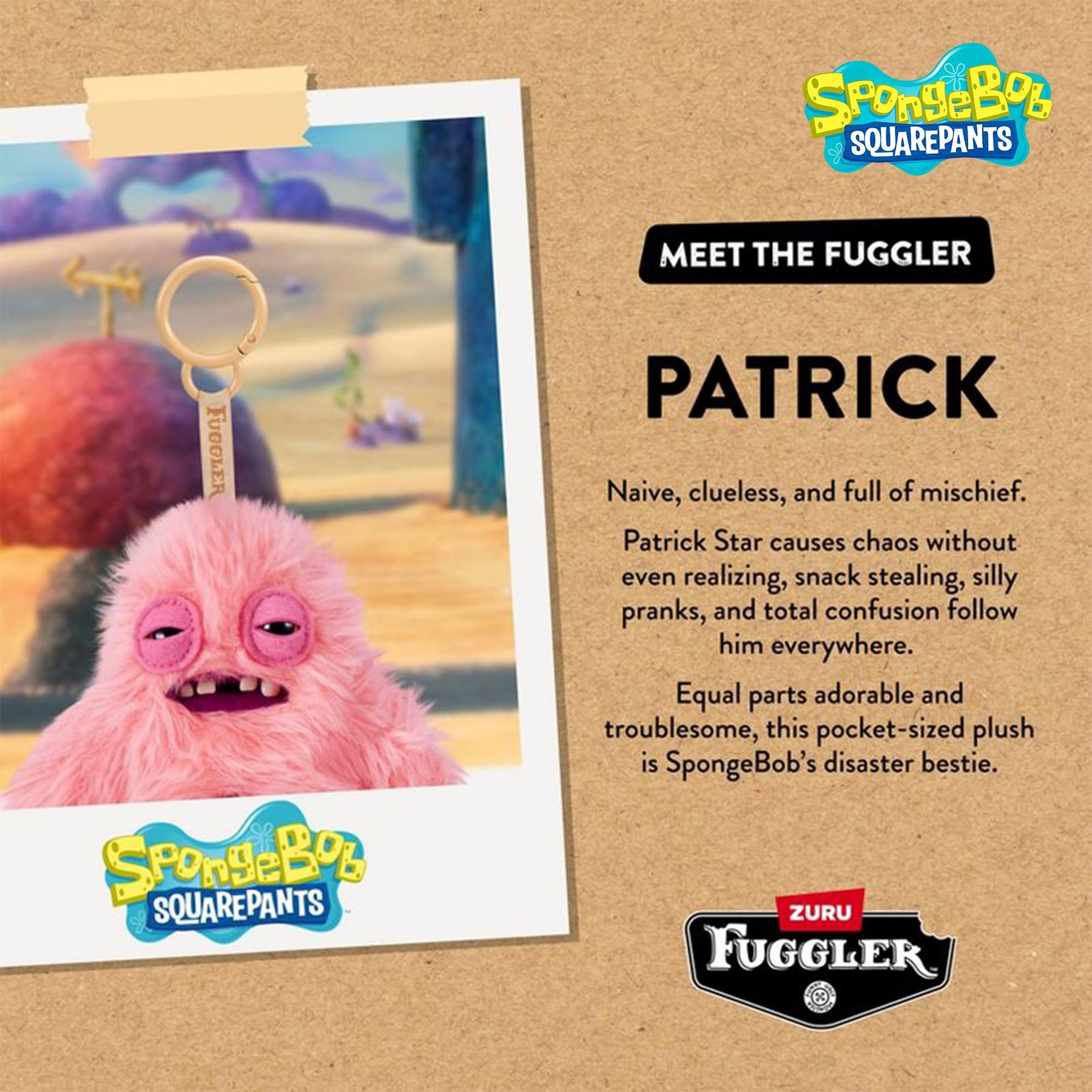 SpongeBob SquarePants x Fuggler 5 Inch Plush Keyring | Patrick