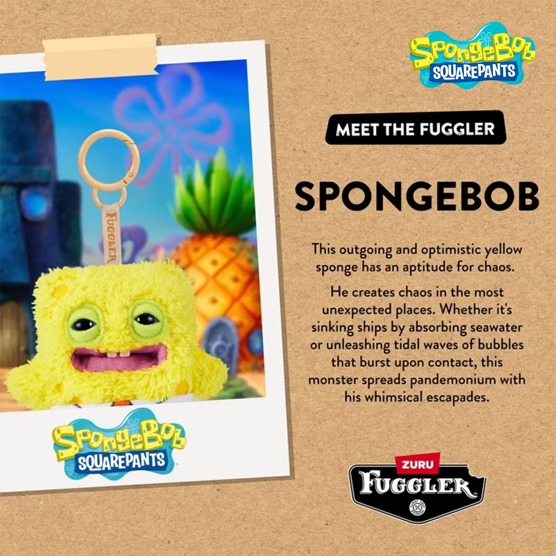 SpongeBob SquarePants x Fuggler 5 Inch Plush Keyring | Spongebob