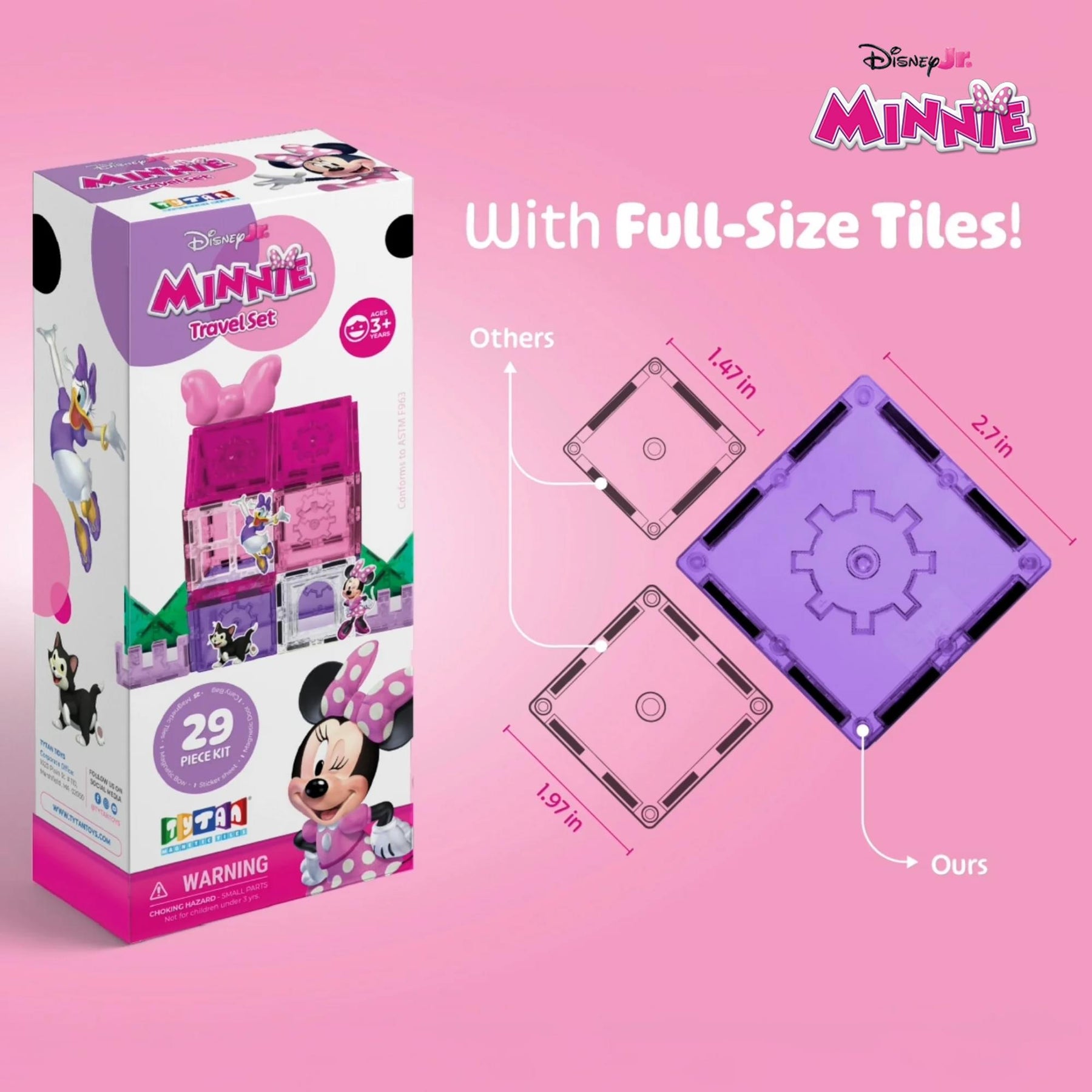 Disney Junior Minnie Mouse 29-Piece Magnetic Tile Travel Set
