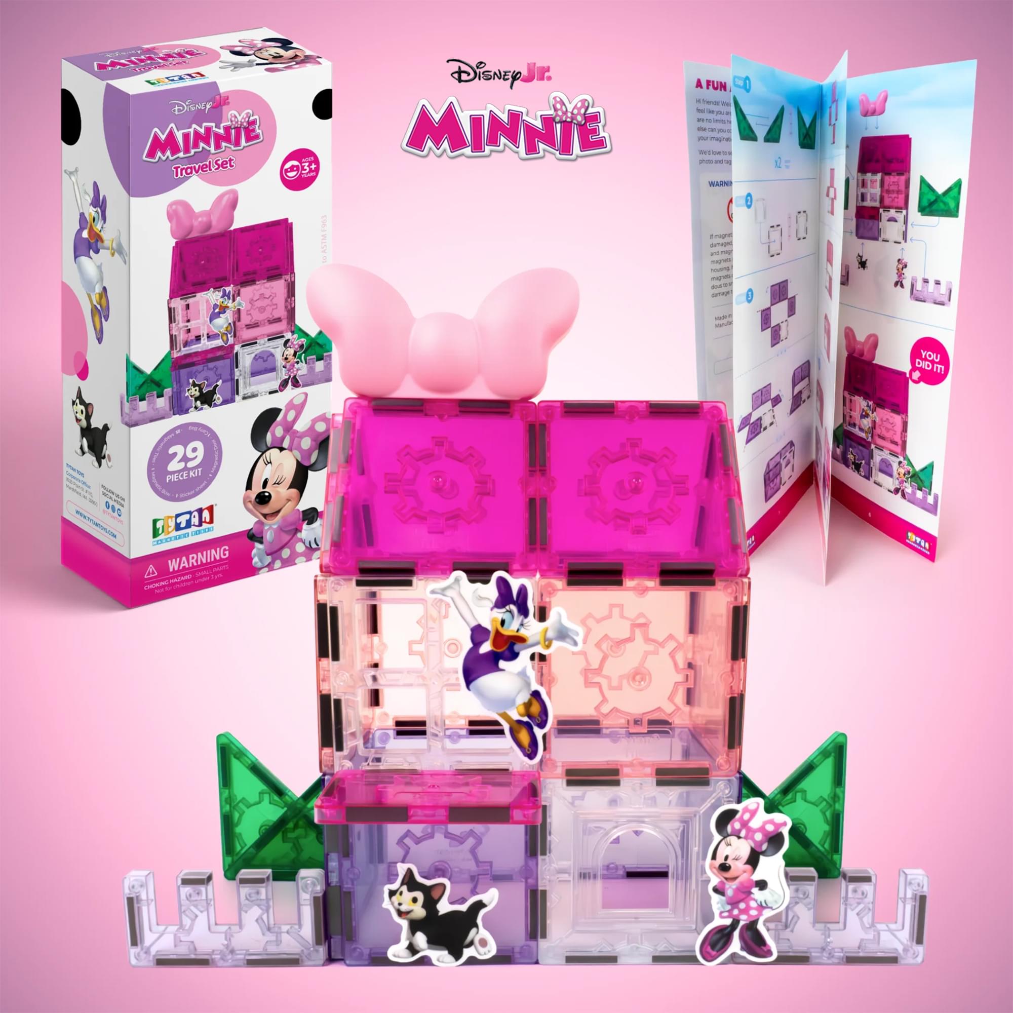 Disney Junior Minnie Mouse 29-Piece Magnetic Tile Travel Set