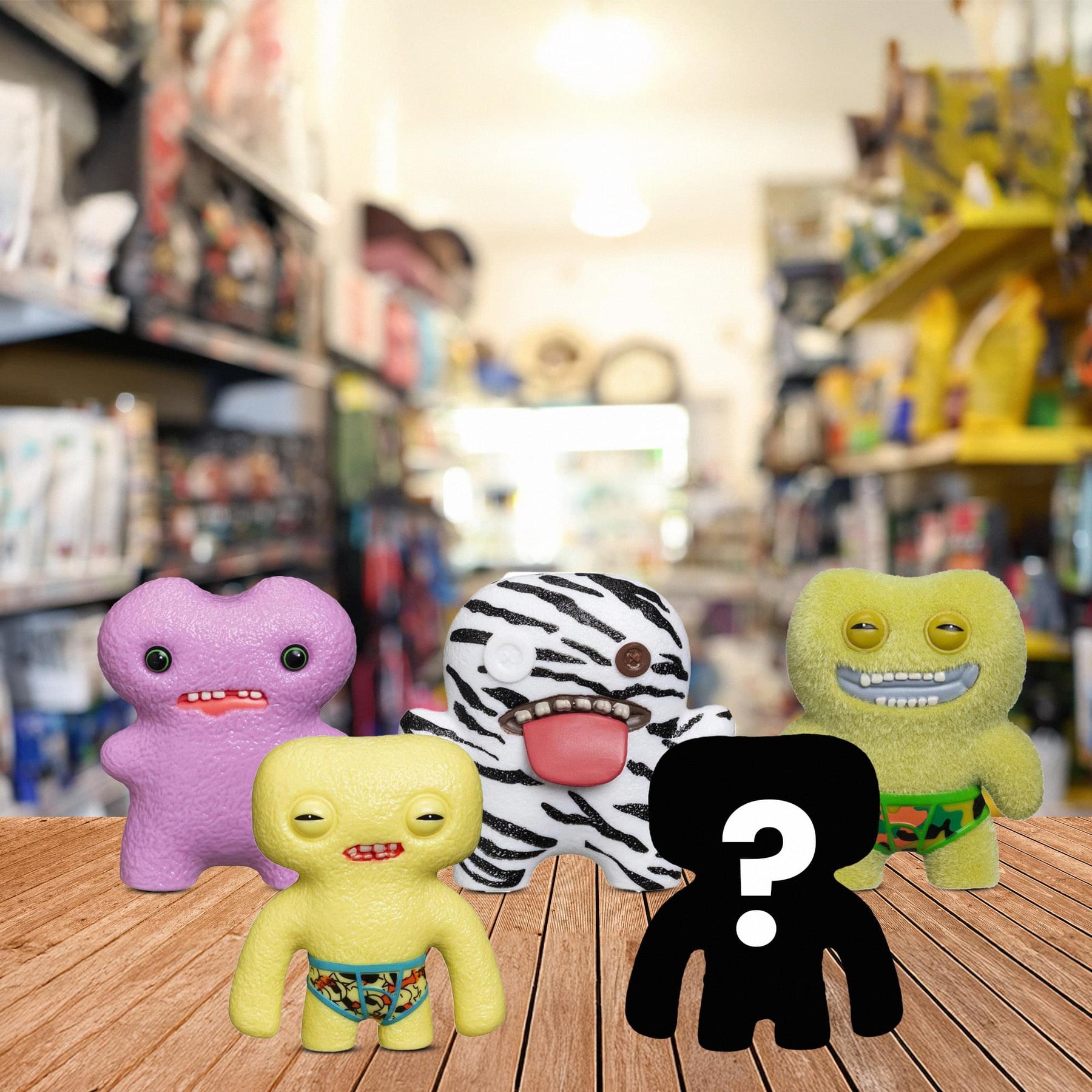 Fuggler 2.5 Inch Figure 5-Pack | Yellow, Pink, Zebra Print, Green