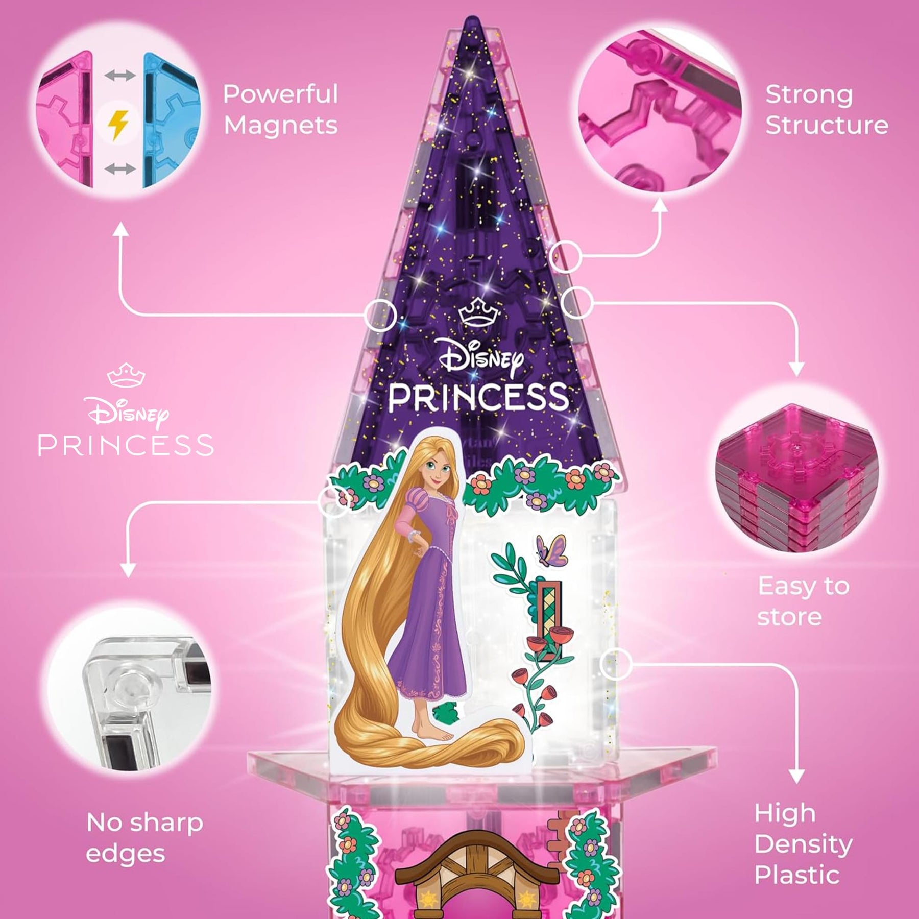 Disney Princess 24-Piece Magnetic Tile Travel Set