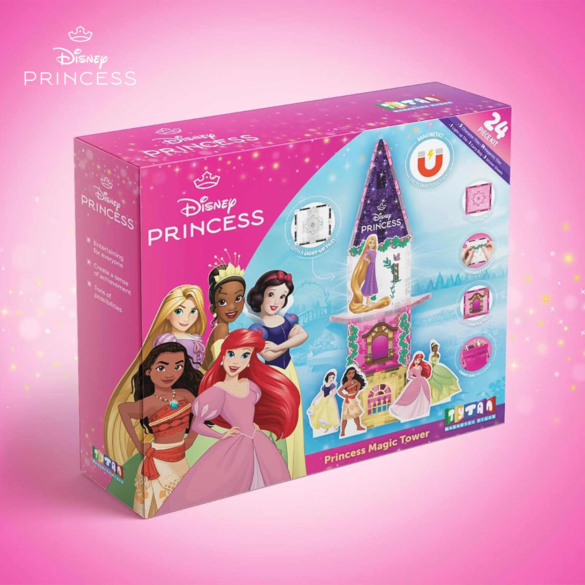 Disney Princess 24-Piece Magnetic Tile Travel Set