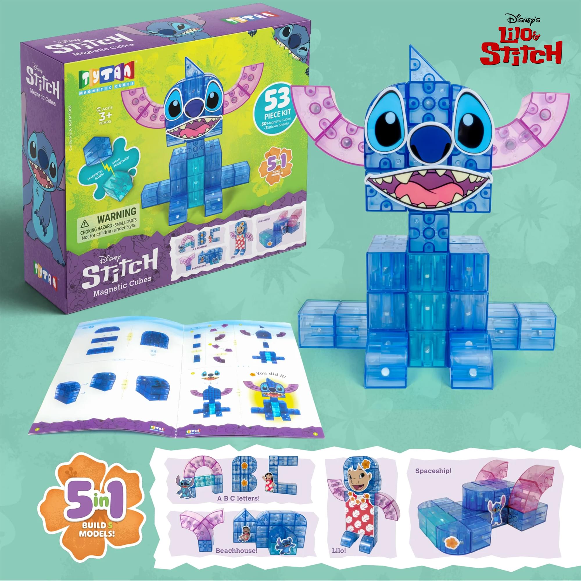 Disney Lilo & Stitch 53-Piece Magnetic Cube Kit