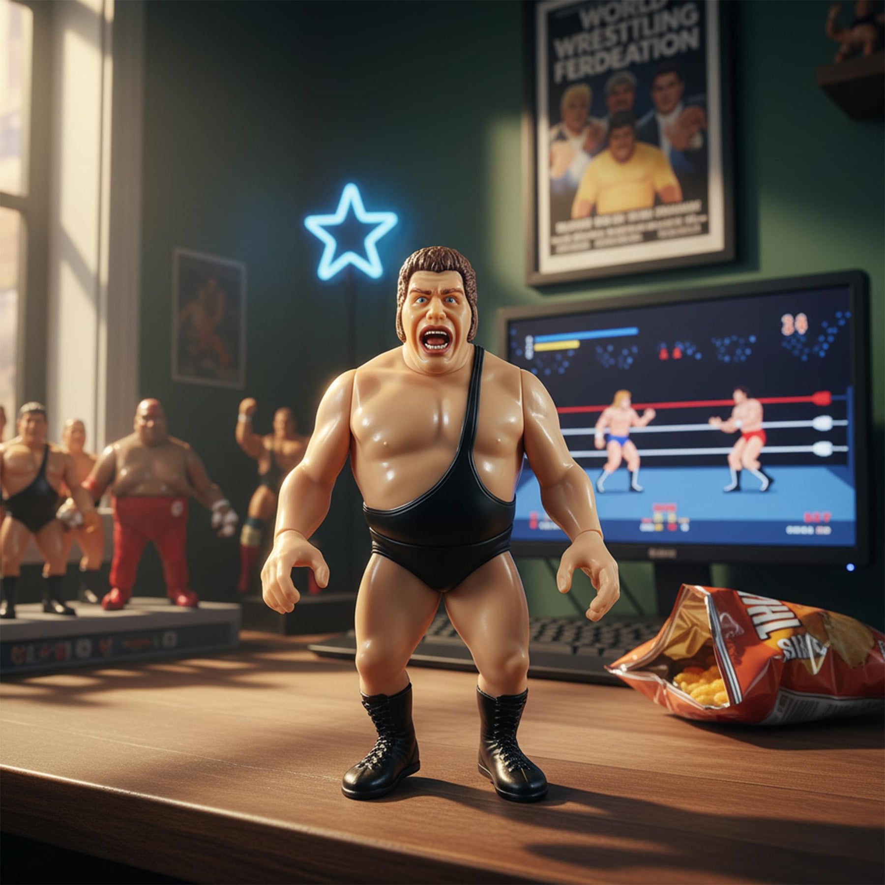 Wrestling's Heels and Faces Retro Action Figure | Andre The Giant (Black Strap)