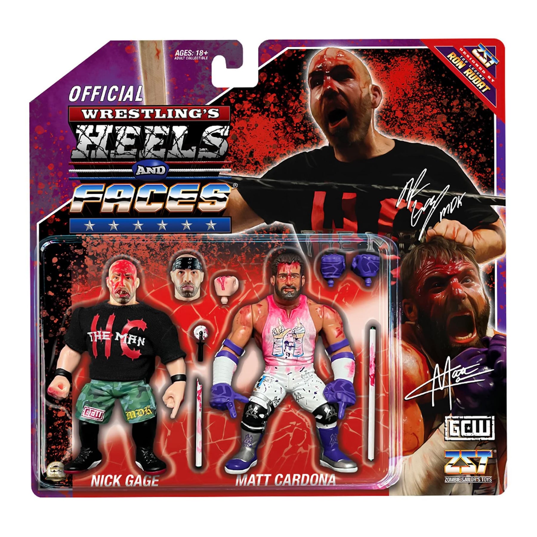 Wrestling's Heels and Faces Retro Action Figure | Nick Gage & Matt Cardona 2 Pack
